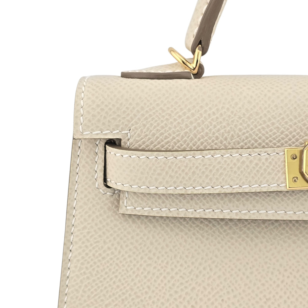 Hermes Mini Kelly II Epsom Craie Gold Hardware Bag HERMES