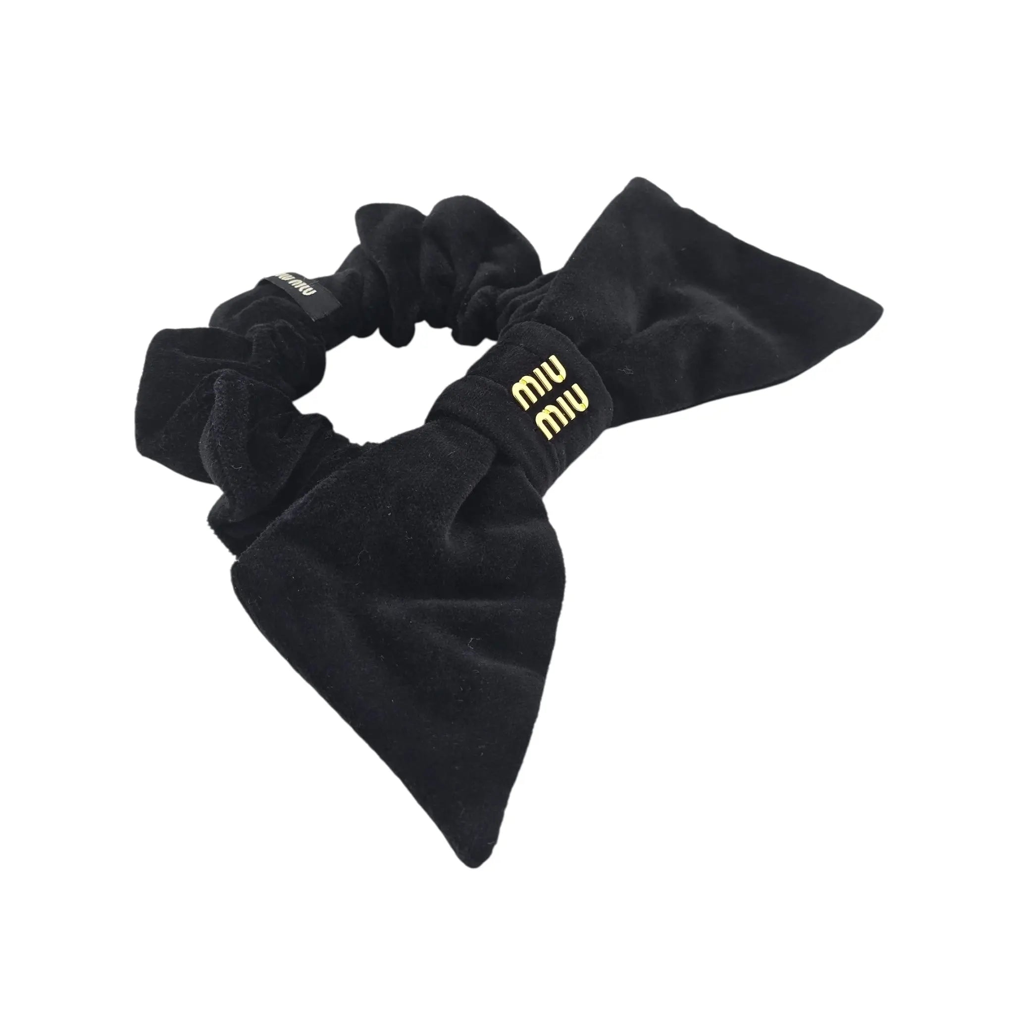 Miu Miu Black Gold Velvet Scrunchie MIU MIU