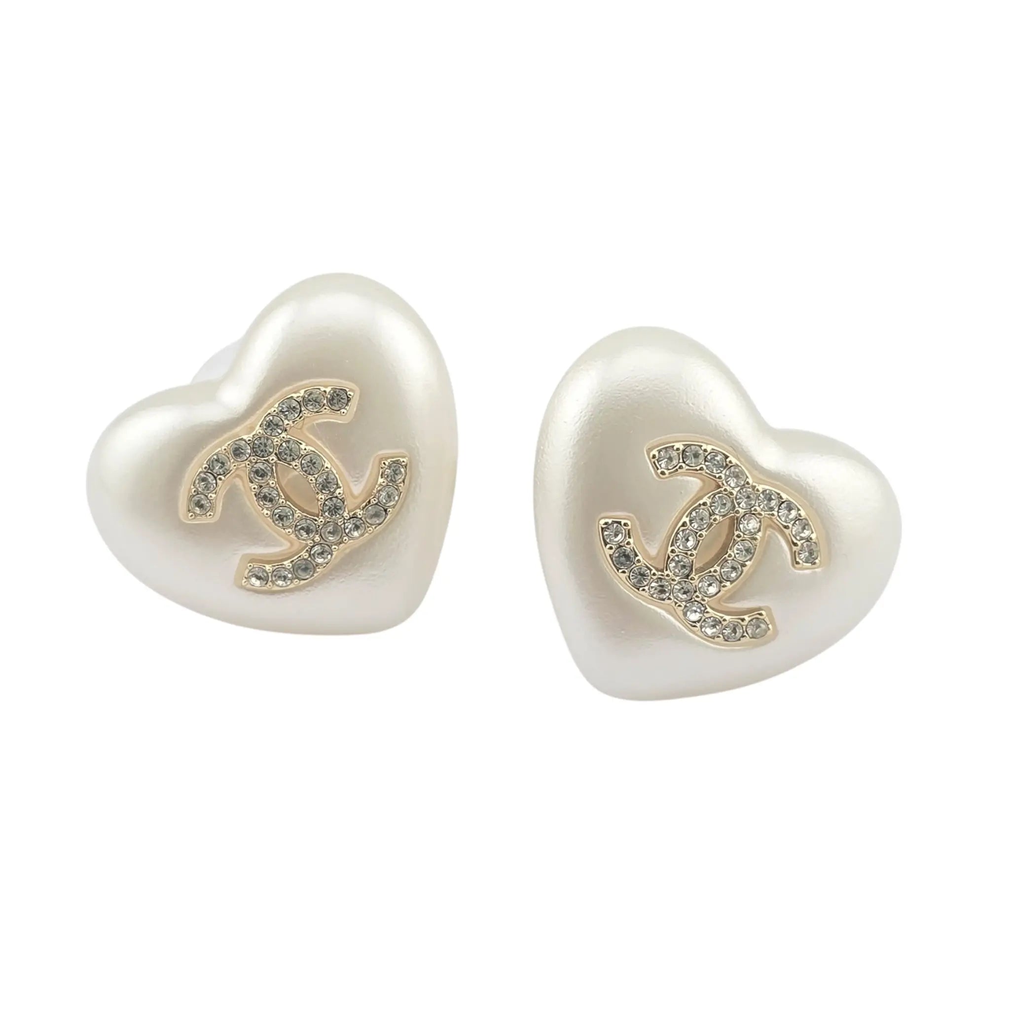 Chanel CC Heart Faux Pearl Earrings 2021 CHANEL