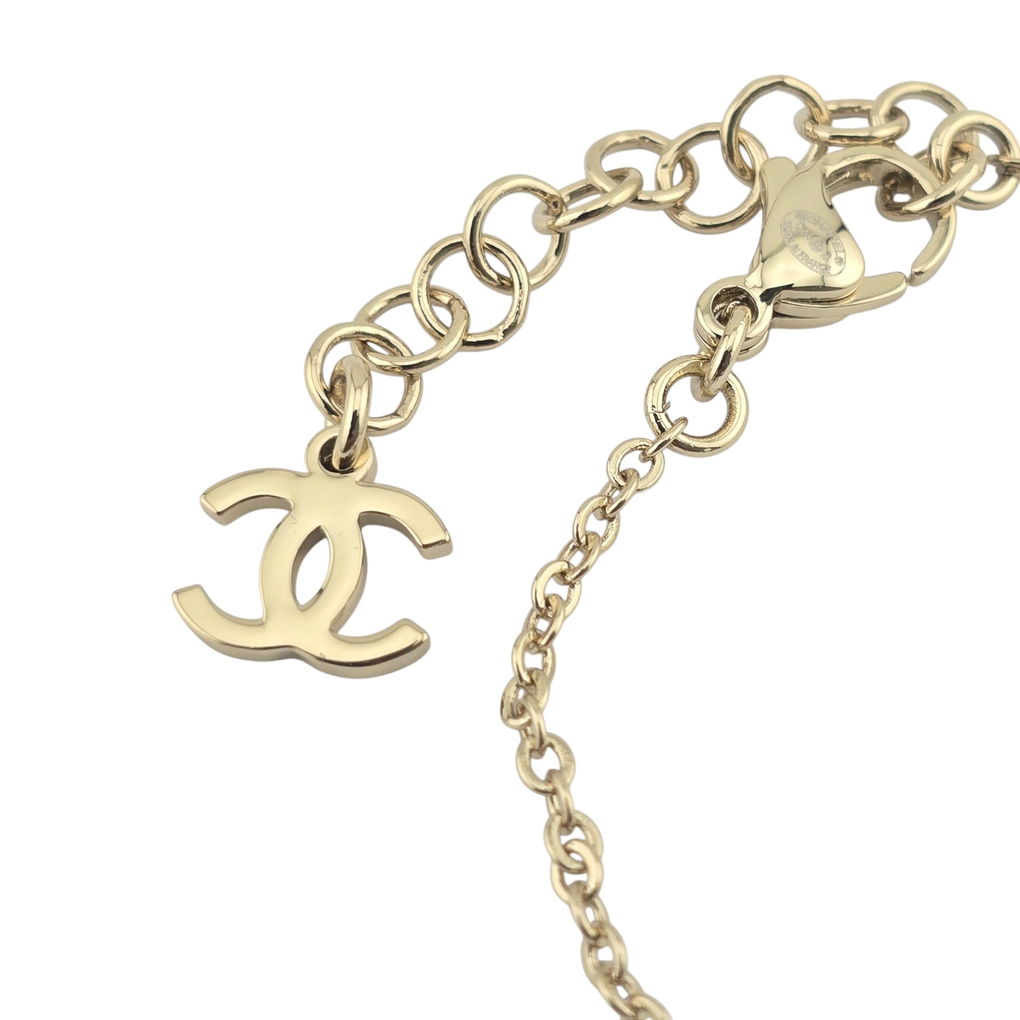 Chanel CC Gold Crystal Enamel Bow Bracelet 2025