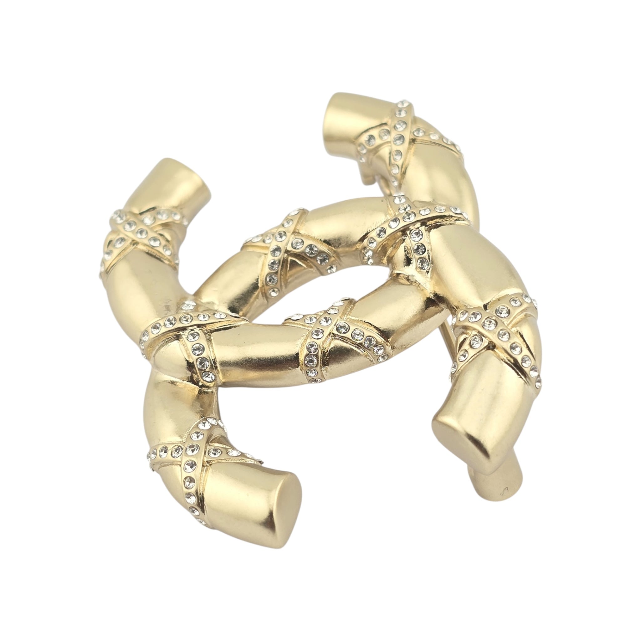Chanel Crystal CC Logo Brooch Gold 2021