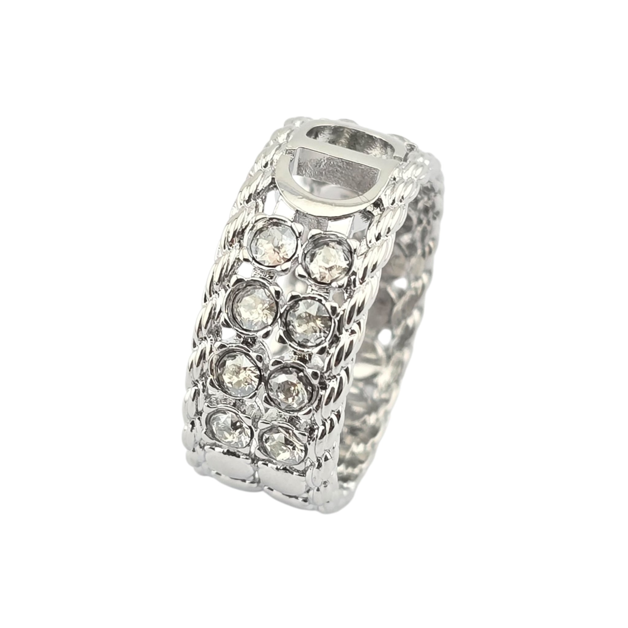Christian Dior CD Crystal Silver Ring