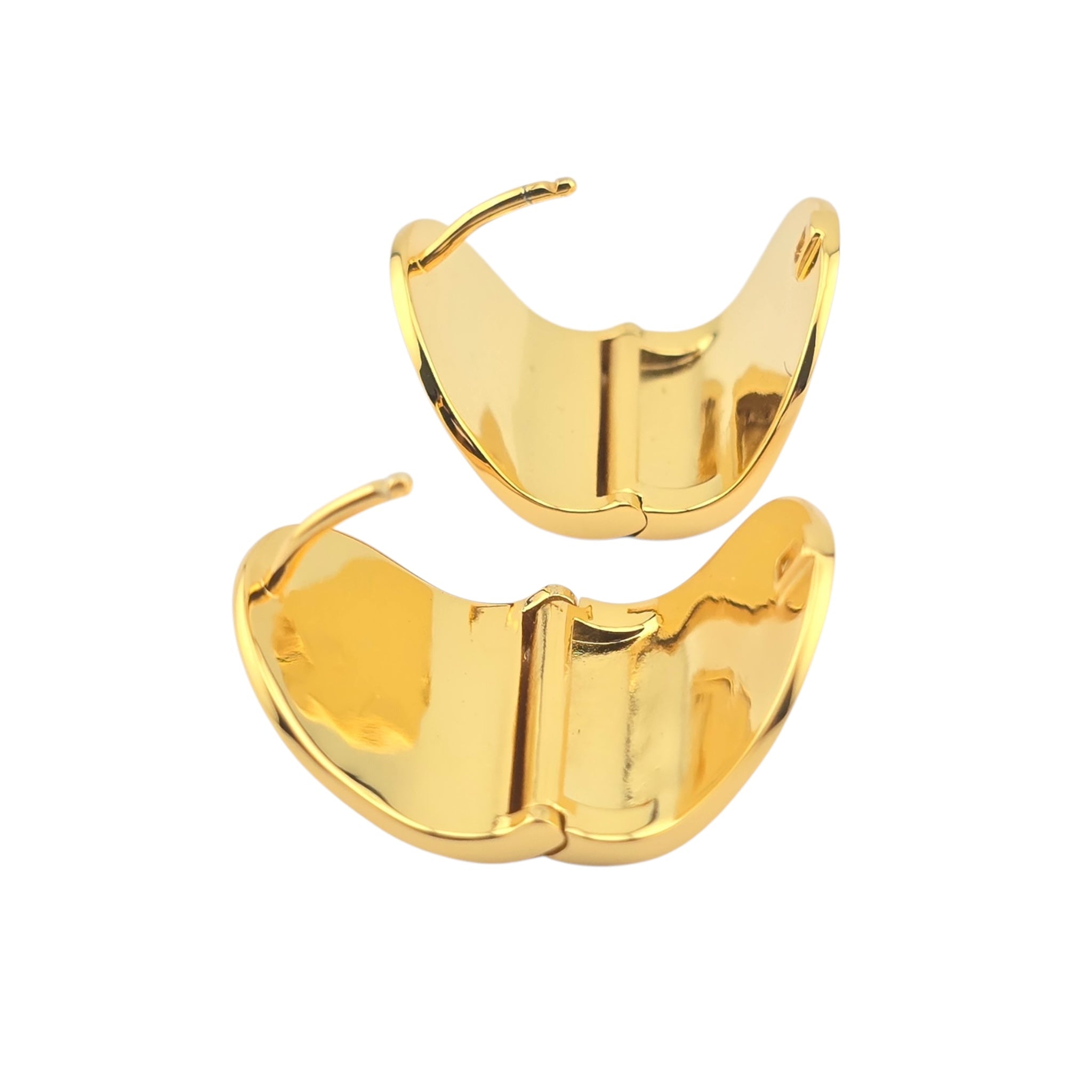 Celine Gold Metal Logo Earrings