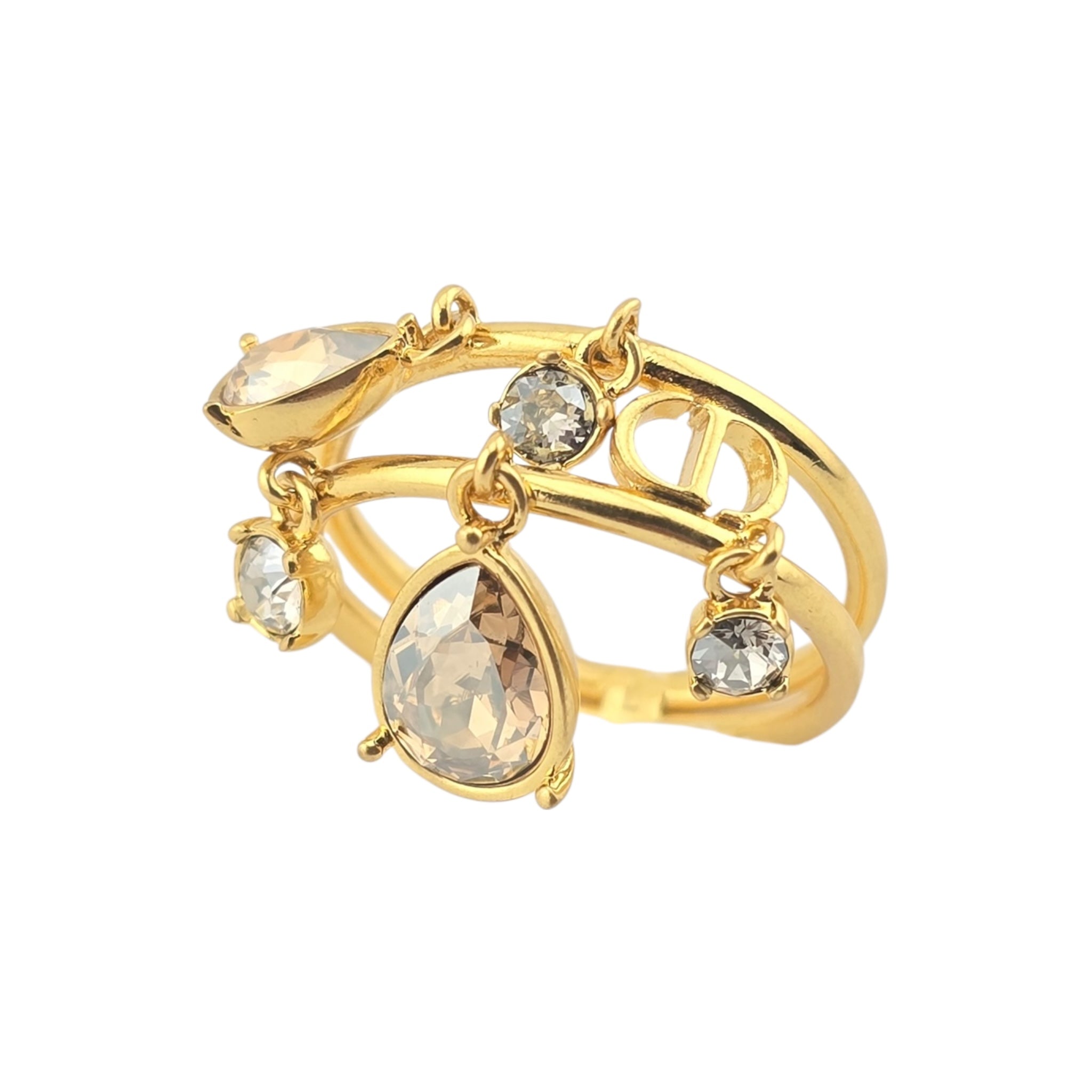 Christian Dior D-Drop Gold Ring