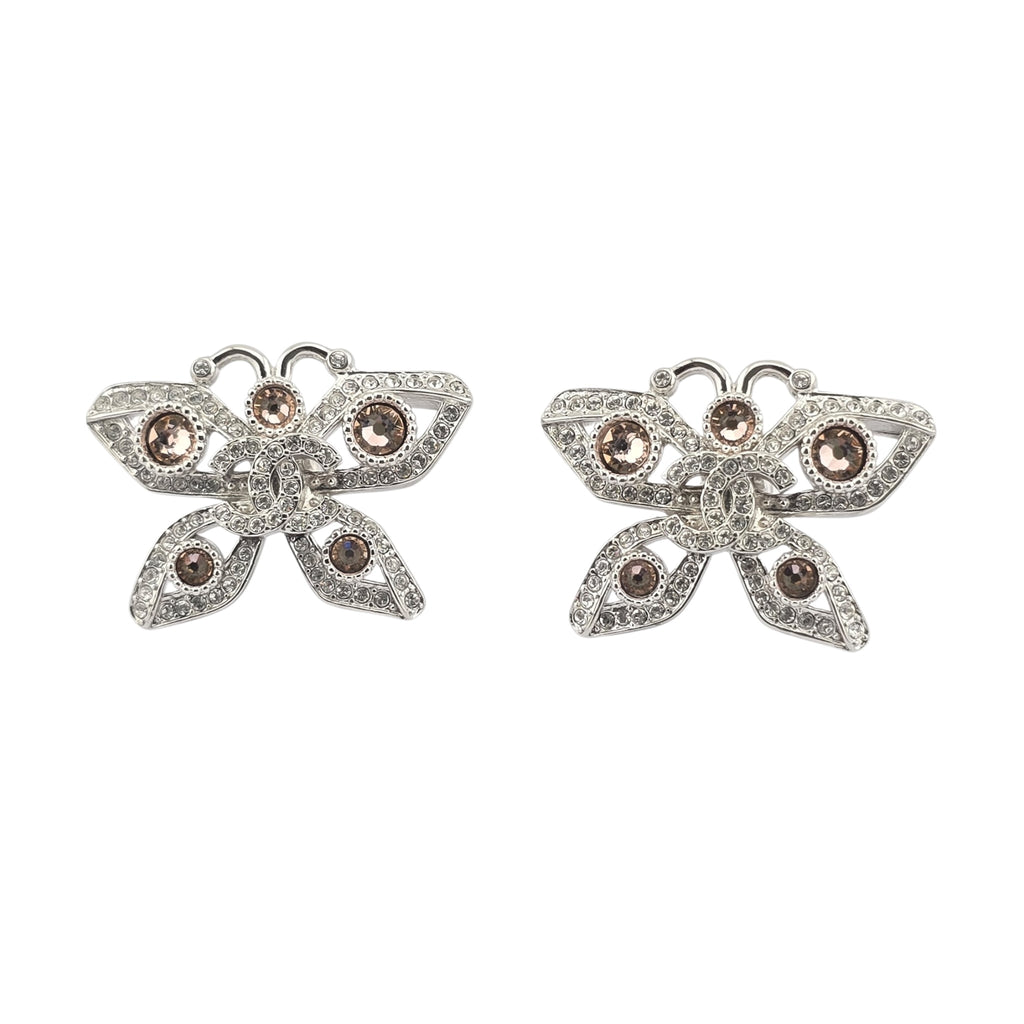 Chanel CC Butterfly Silver Crystal Bracelet B25