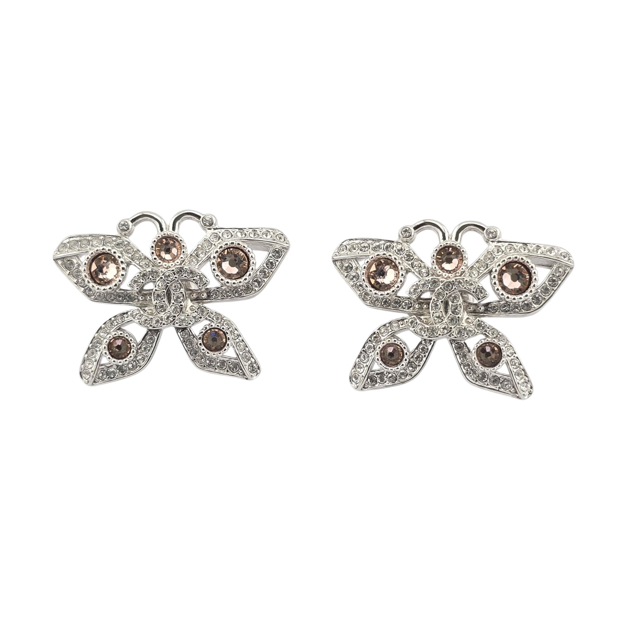 Chanel CC Butterfly Silver Crystal Bracelet B25