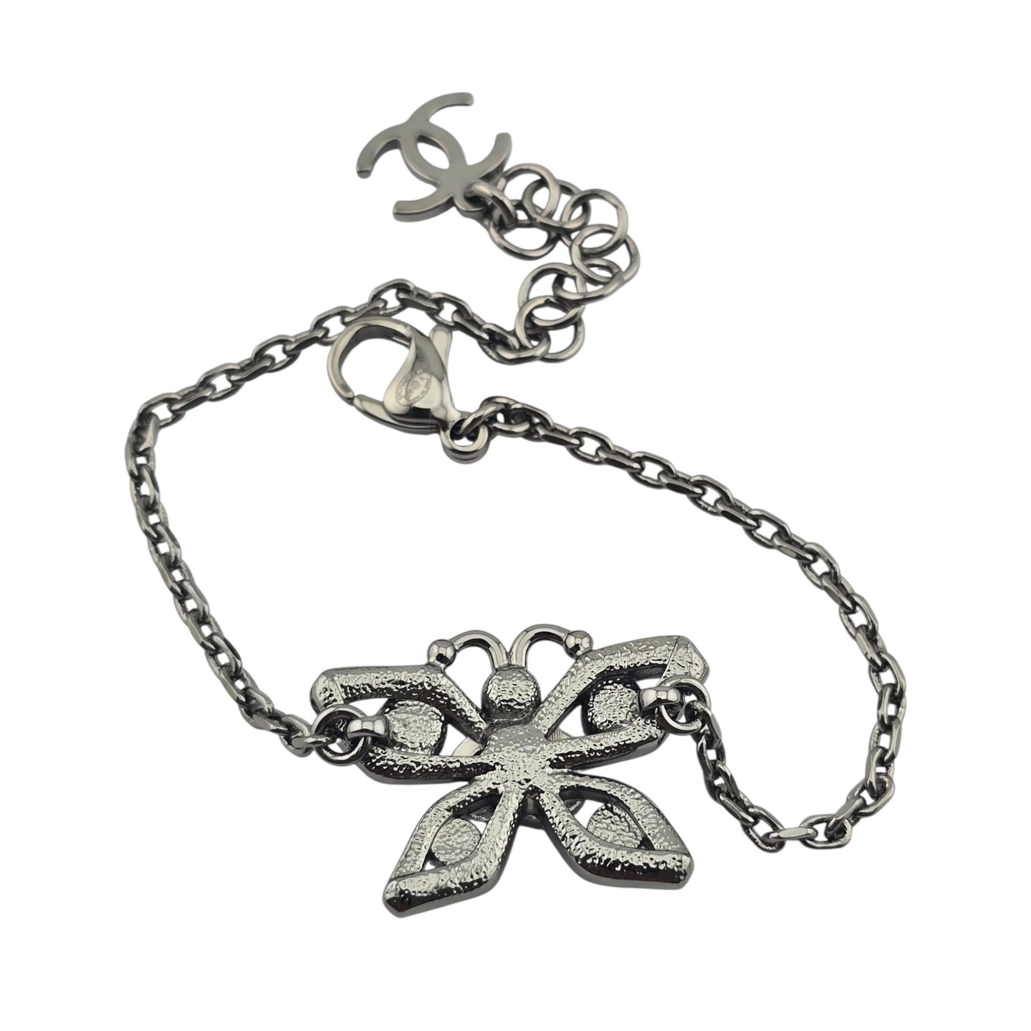 Chanel CC Butterfly Gunmetal Grey Bracelet B25