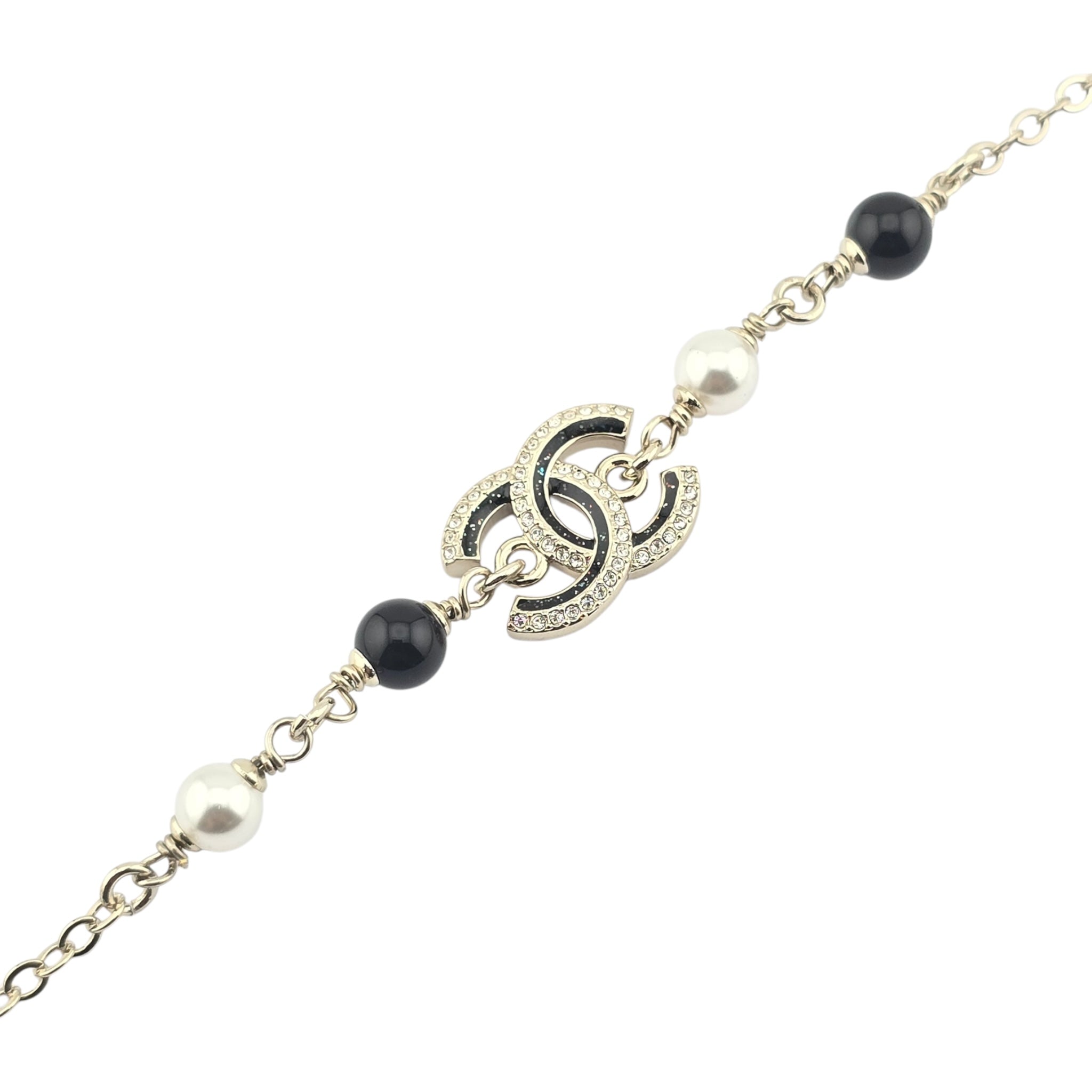 Chanel CC Gold Black Crystal Bracelet