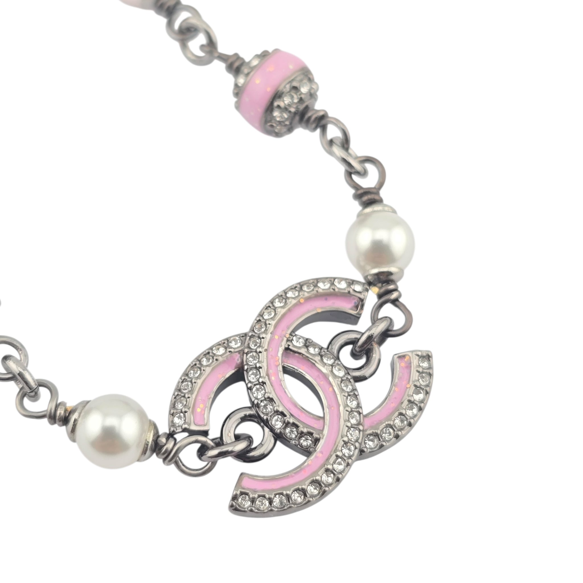 Chanel CC Gunmetal Pink Necklace 2025