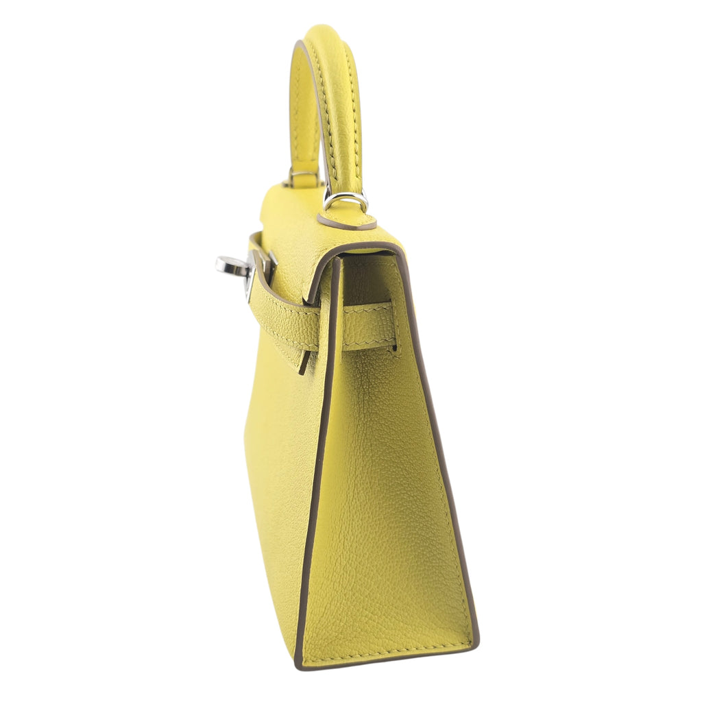 Hermes Mini Kelly II Chèvre Lime Palladium Hardware Bag