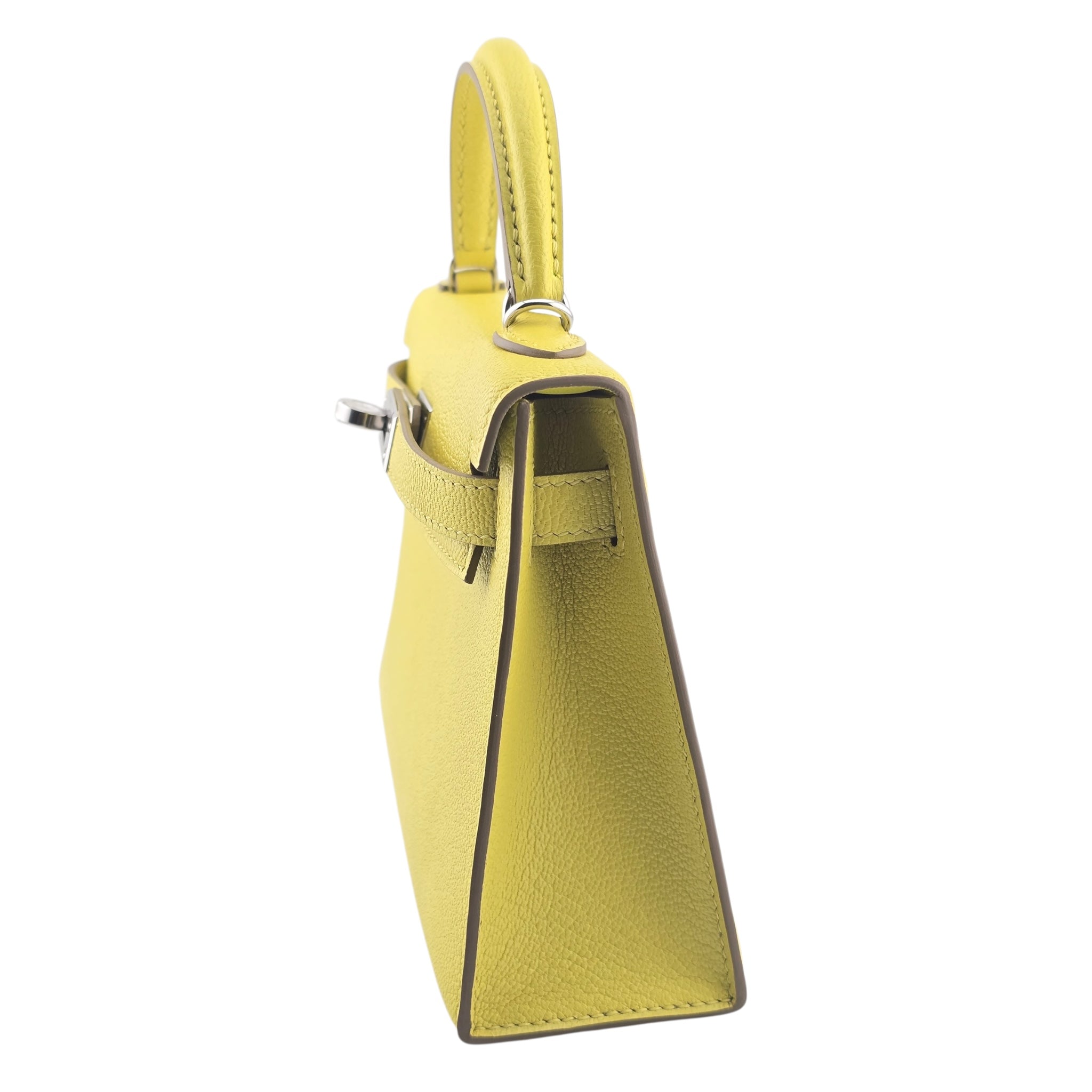Hermes Mini Kelly II Chèvre Lime Palladium Hardware Bag