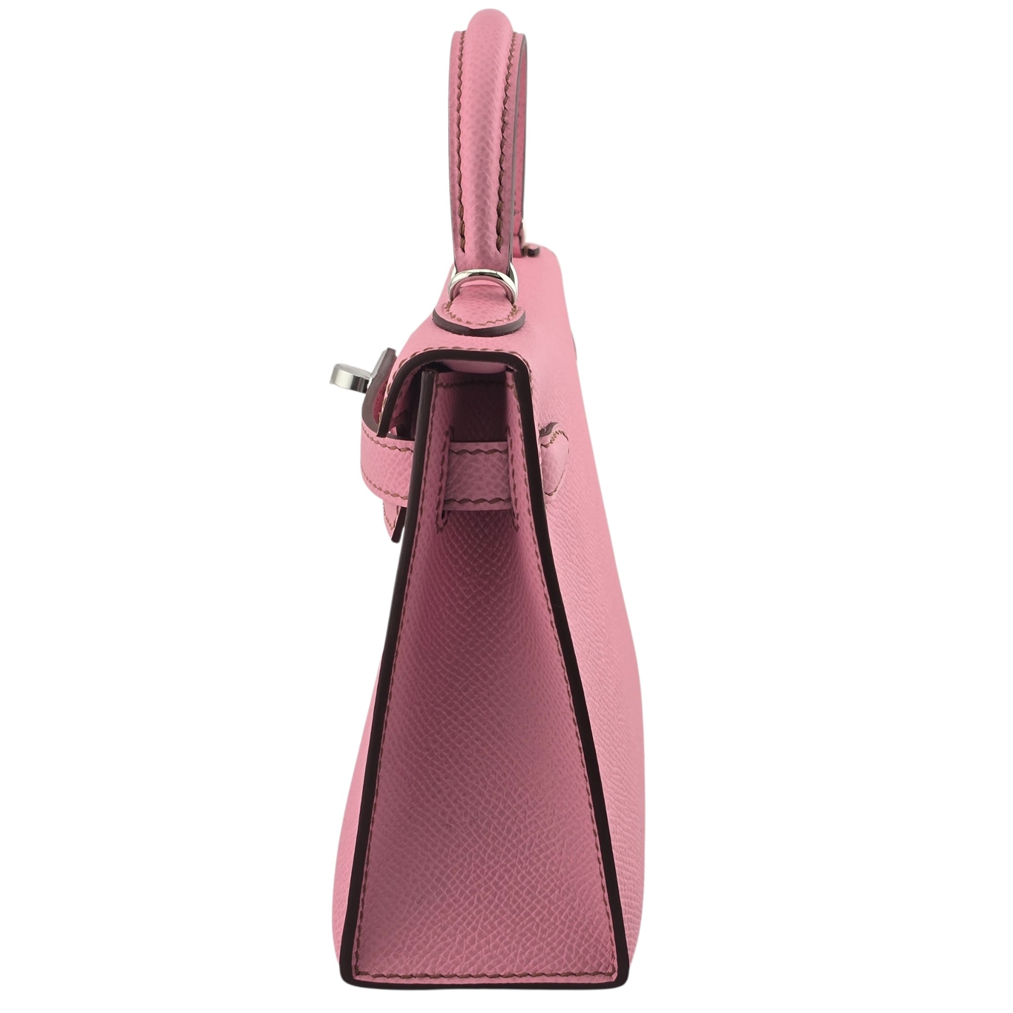 Hermes Mini Kelly II Epsom 5P Bubblegum Pink Palladium Hardware Bag