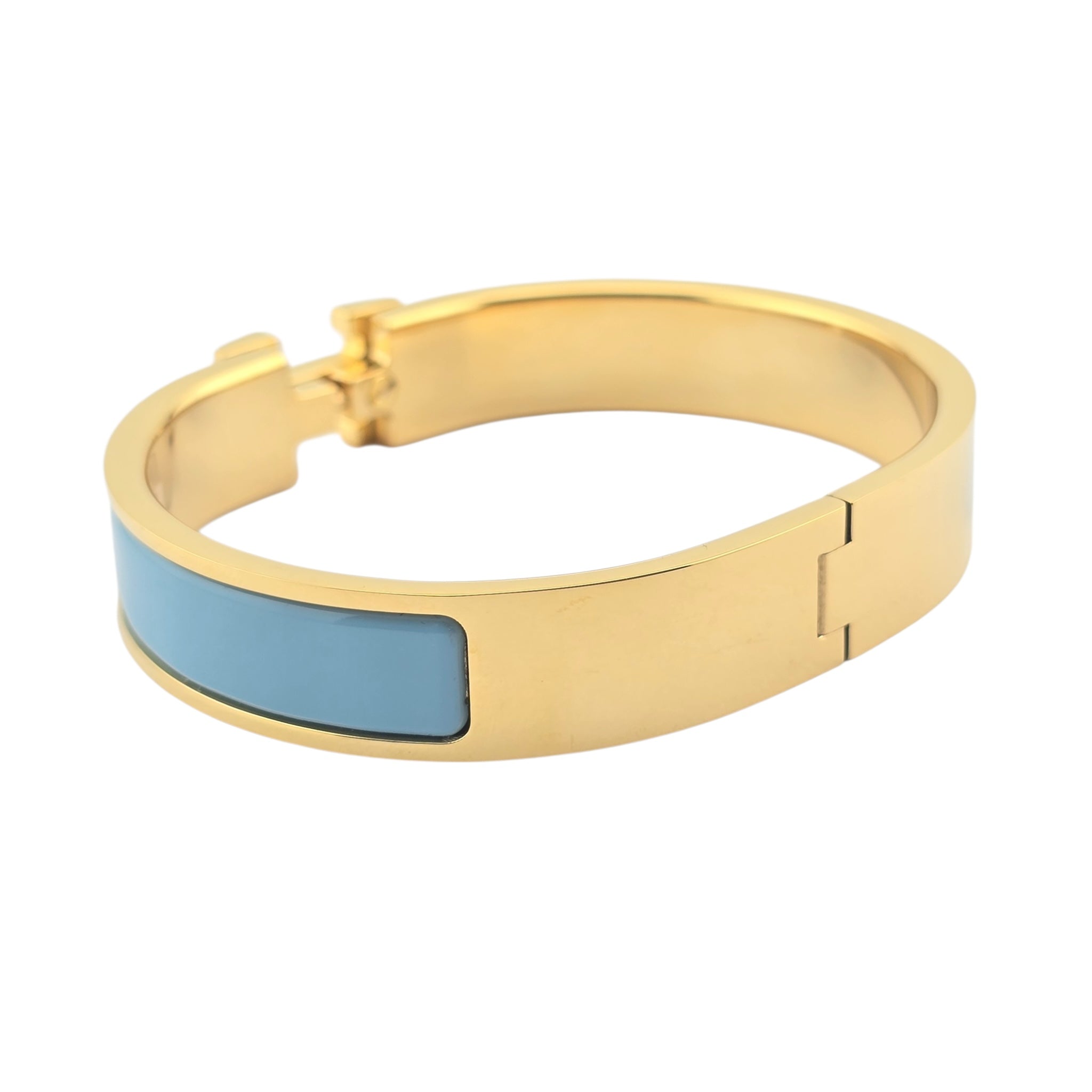 Hermes Clic H Bracelet Enamel Blue Gold GM
