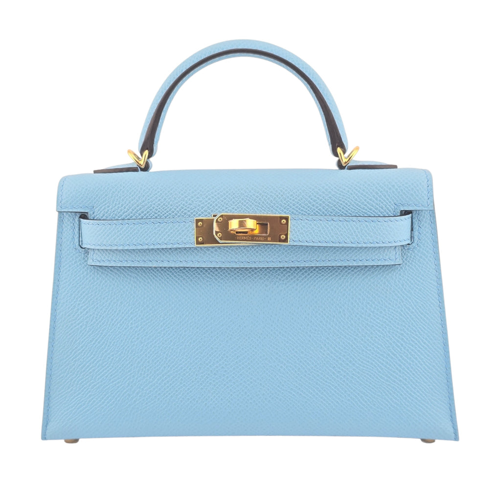 Hermes Mini Kelly II Bleu Celeste Epsom Gold Hardware Bag