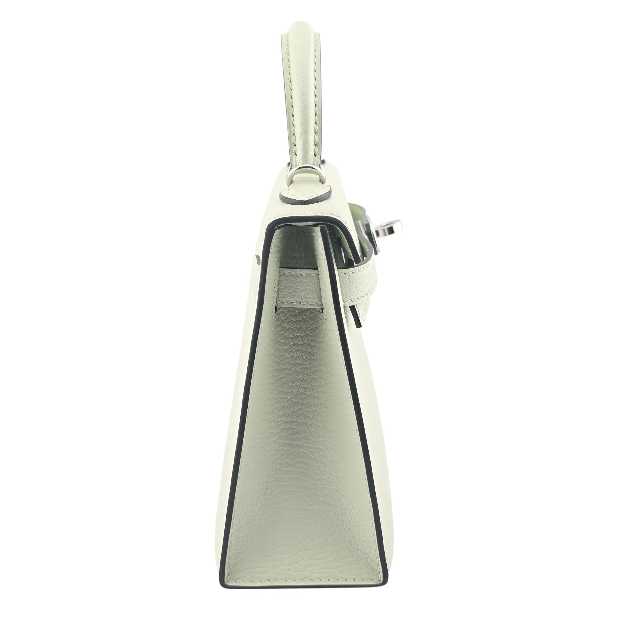 Hermes Mini Kelly II Vert Fizz Chevre Palladium Hardware Bag