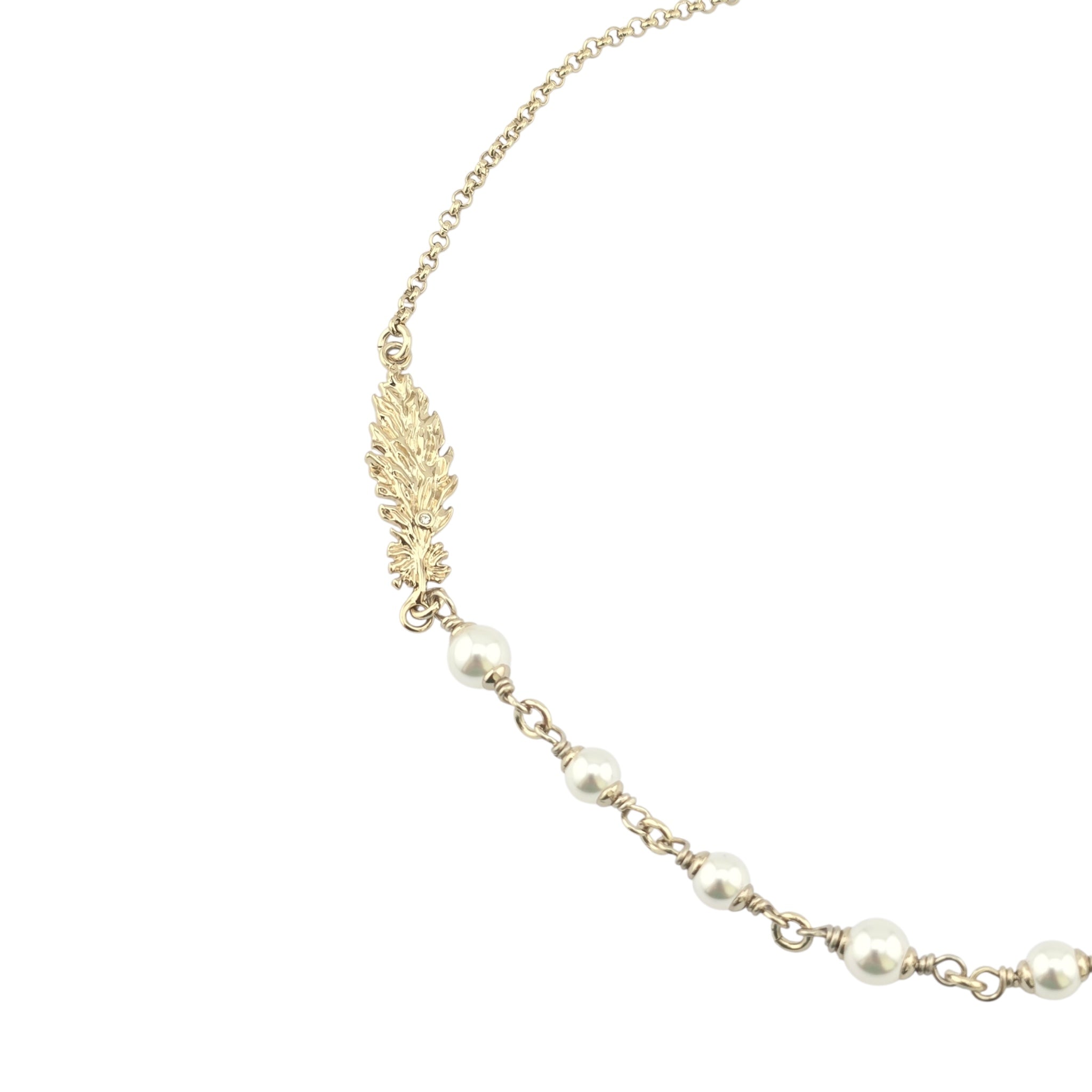 Chanel CC Gold Leaf Faux Pearls Necklace 2025
