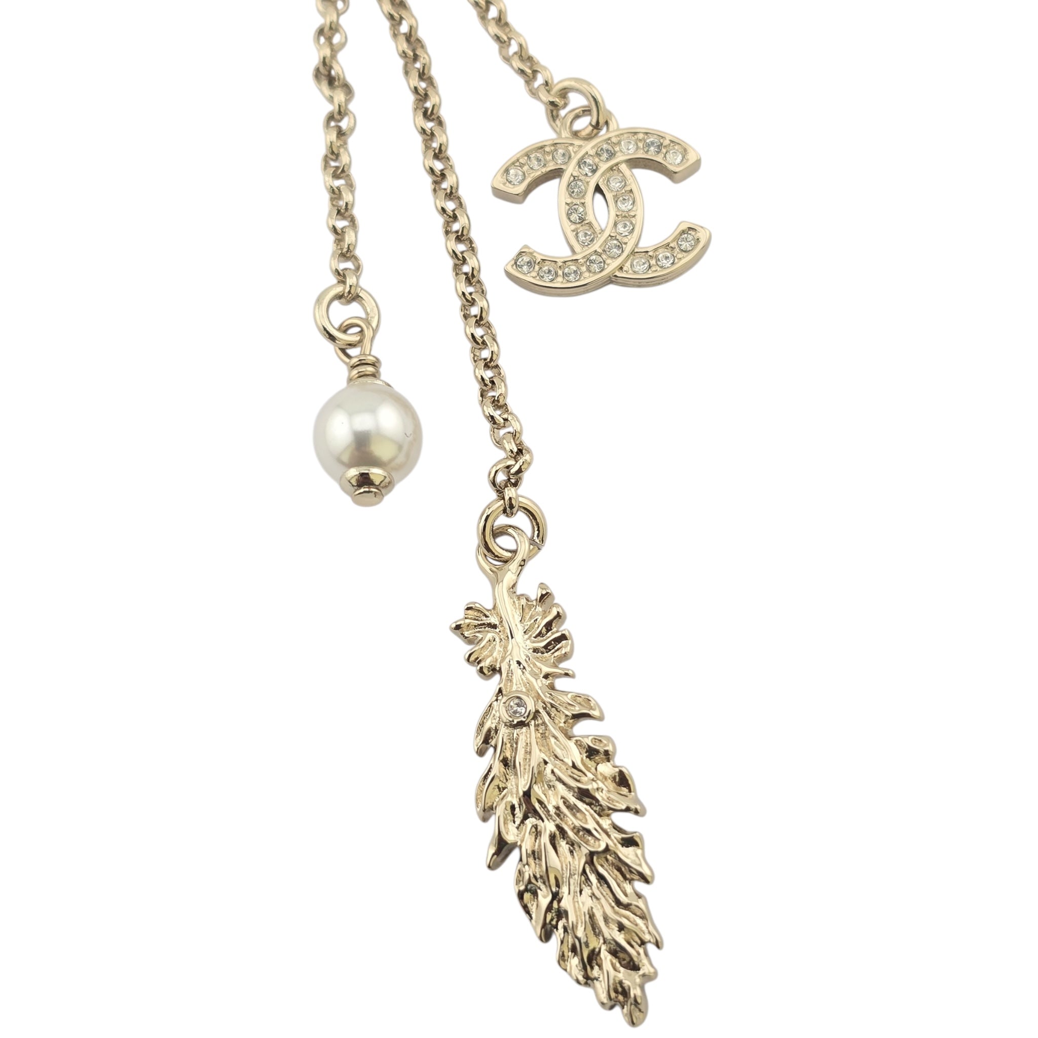 Chanel CC Gold Drop Pendant Necklace 2025