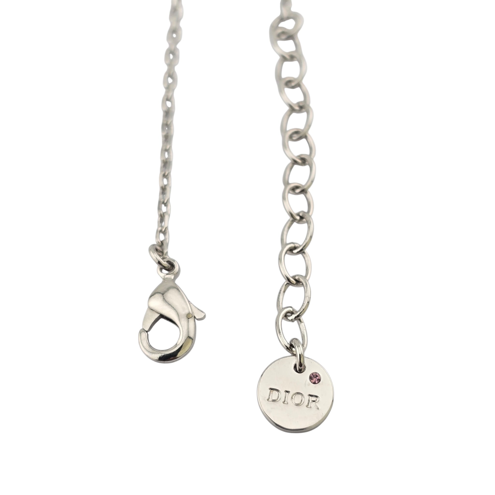 Christian Dior Petit CD Silver Pink Necklace