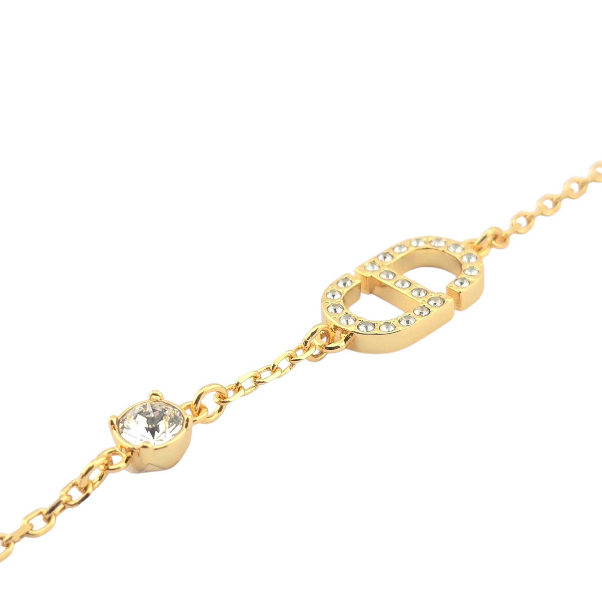 Christian Dior Petit CD Crystals Gold Tone Bracelet