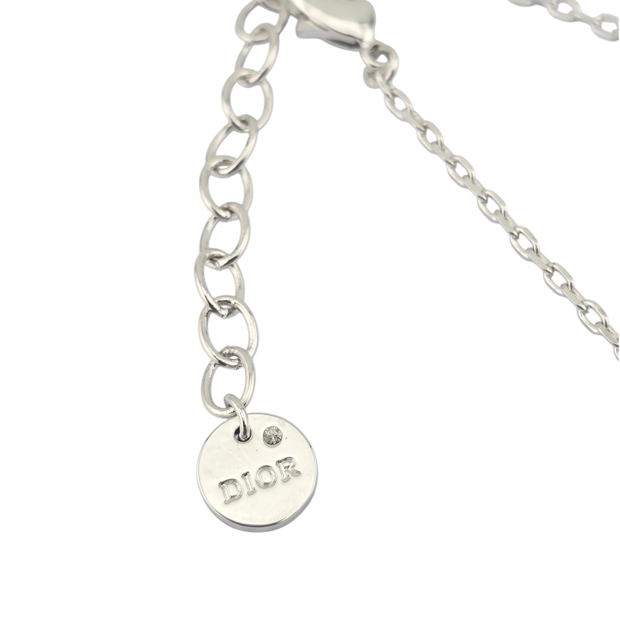 Christian Dior Silver Petit CD Crystal Necklace