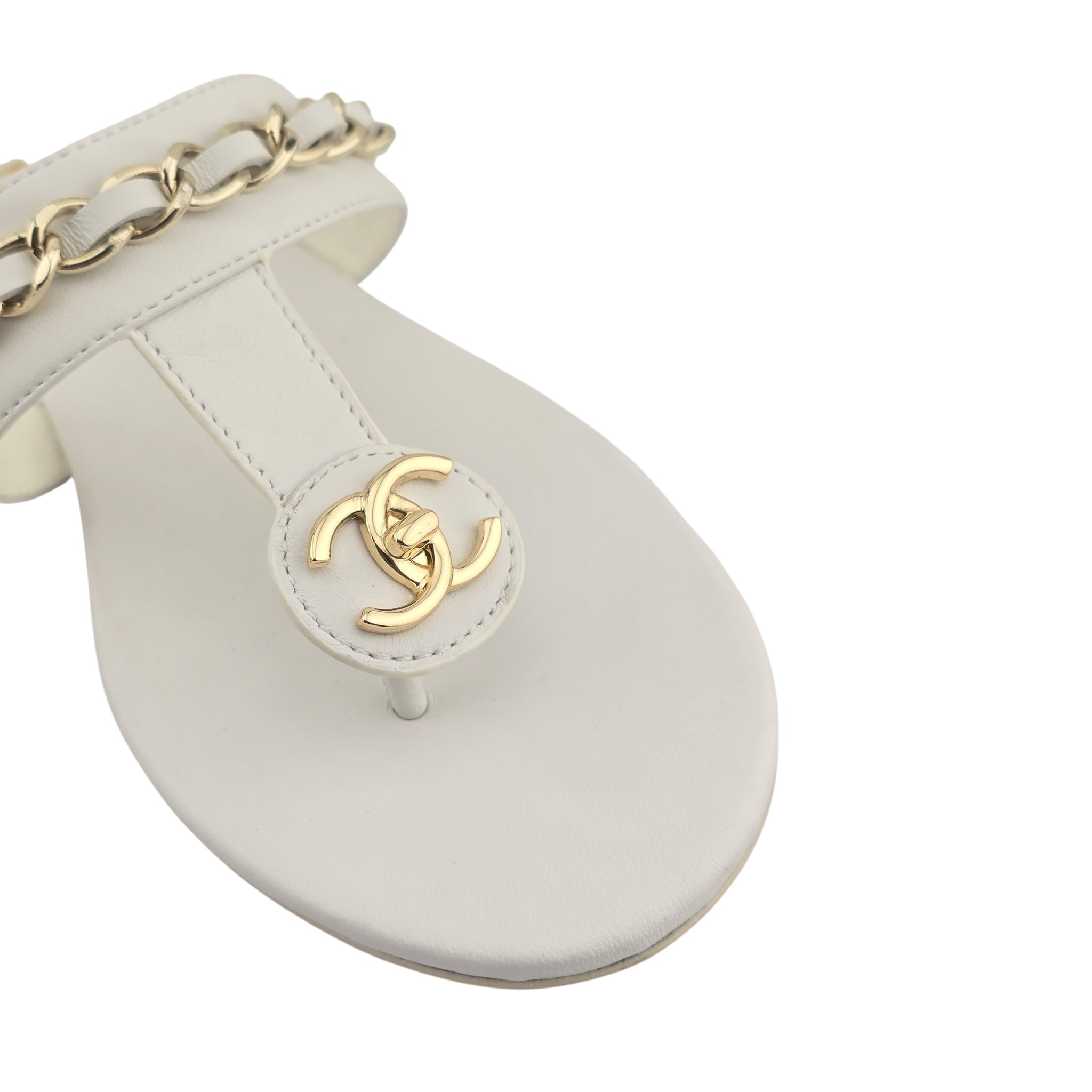 Chanel CC White Turnlock Sandals - 39