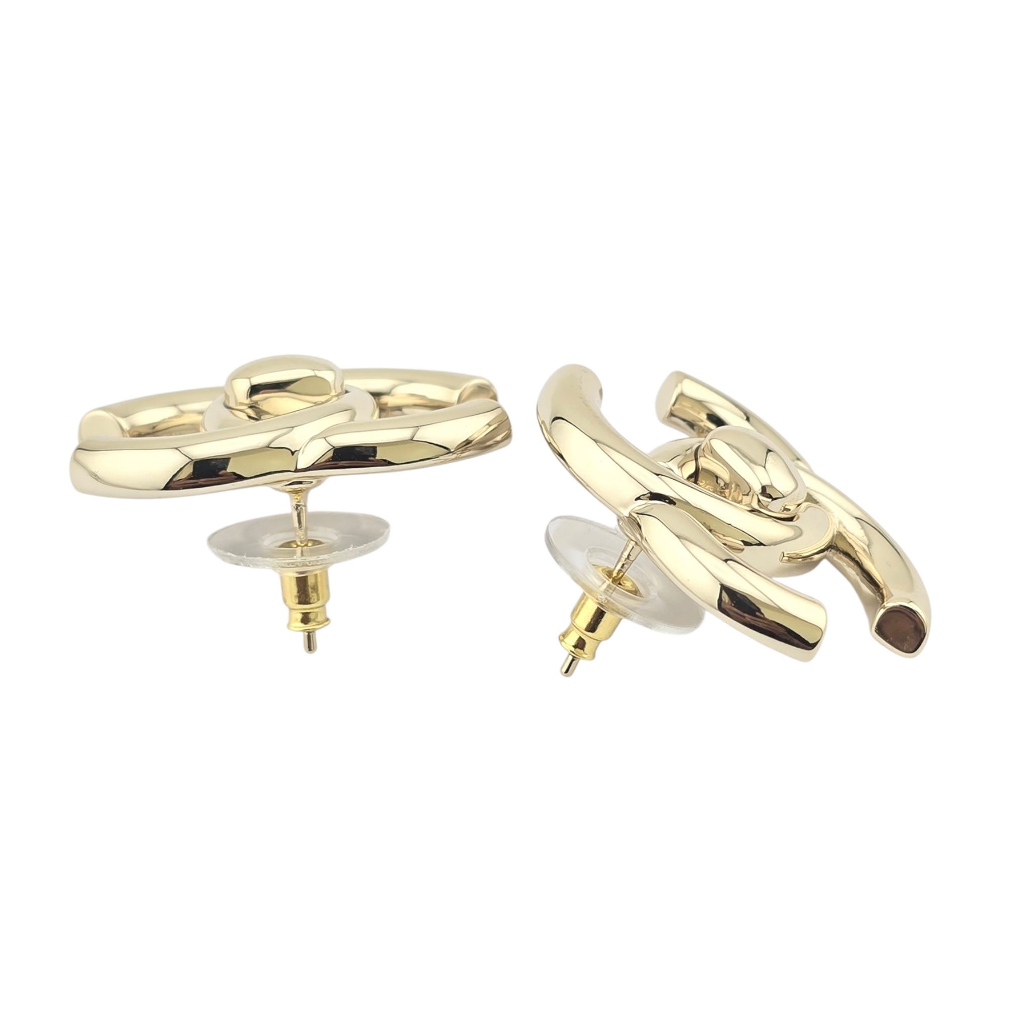 Chanel Metal CC Turnlock Earrings Gold