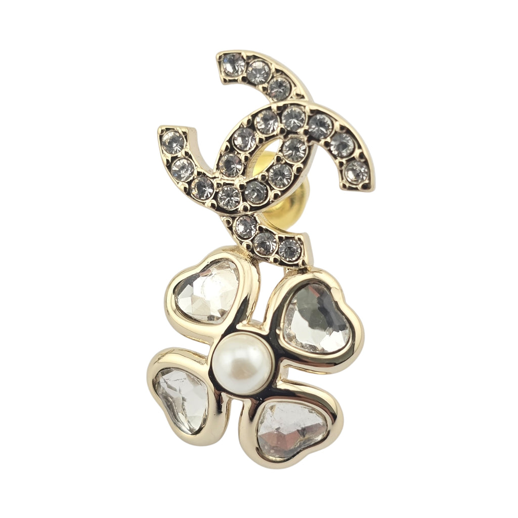 Chanel CC Crystal Earrings Gold 2025