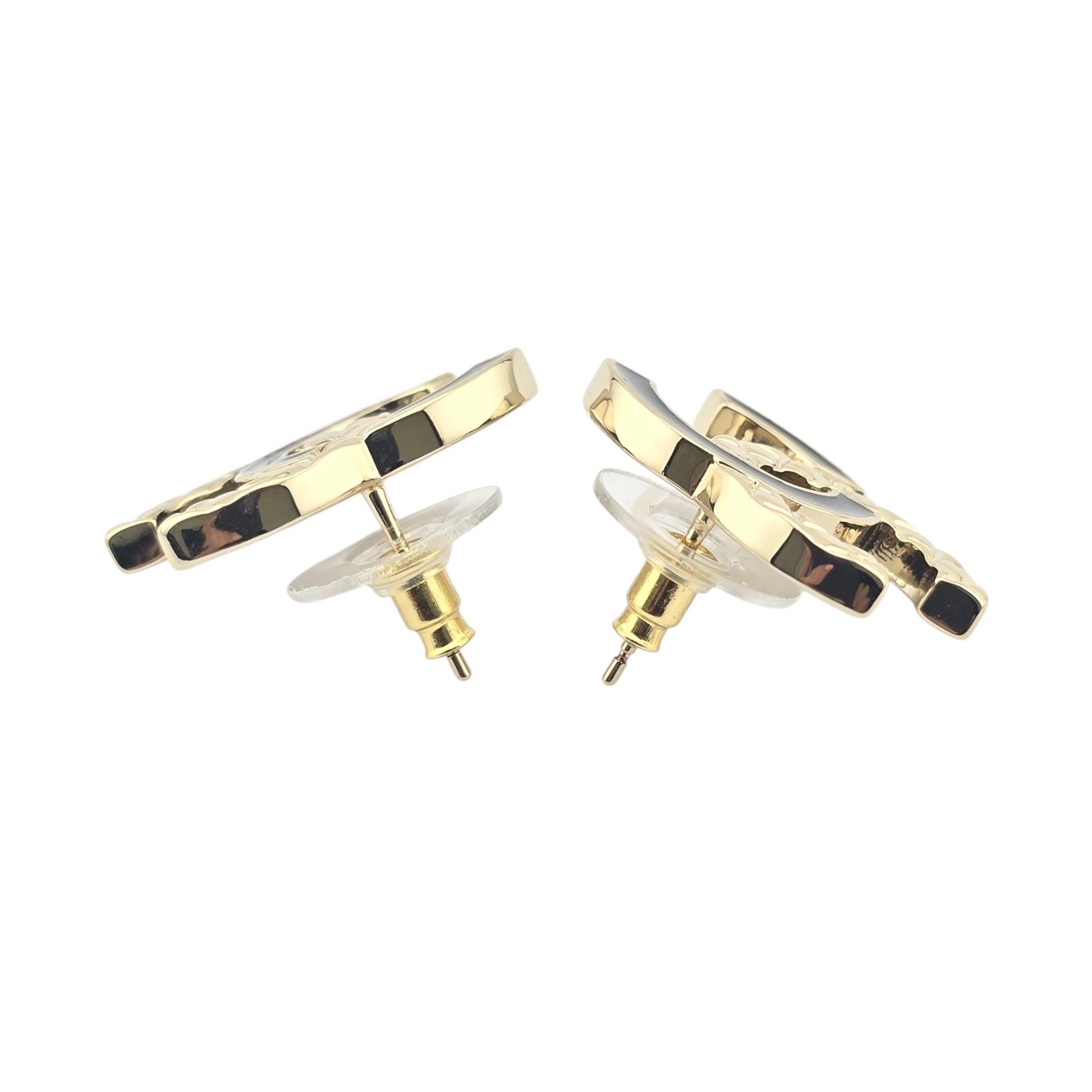 Chanel CC Gold Black Stud Earrings 2025