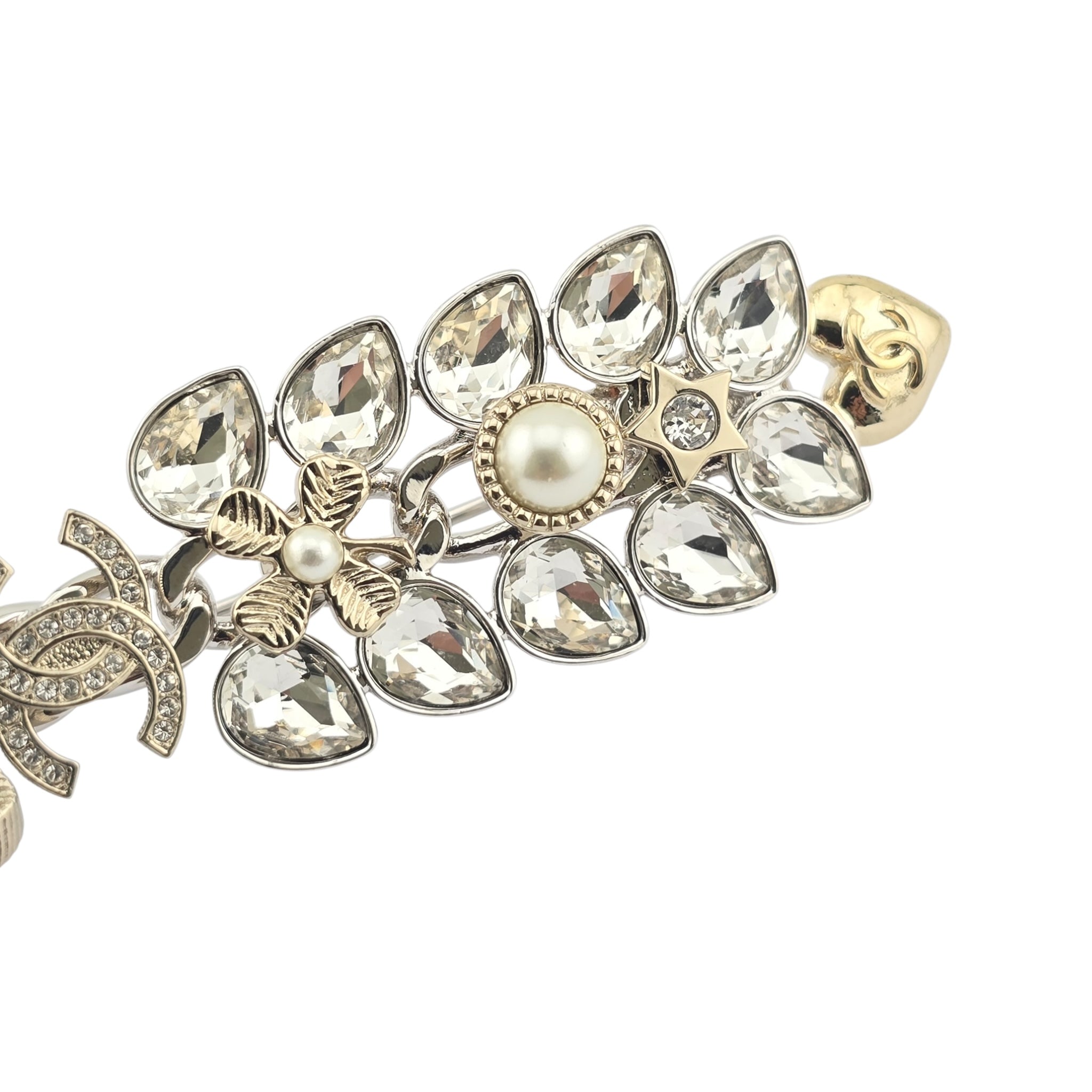Chanel CC Gold Crystal Leaf Brooch 2024