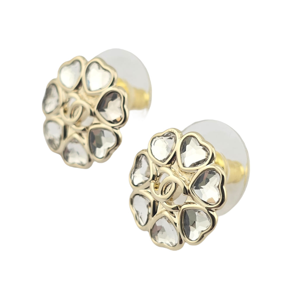Chanel CC Crystal Floral Stud Earrings 2025