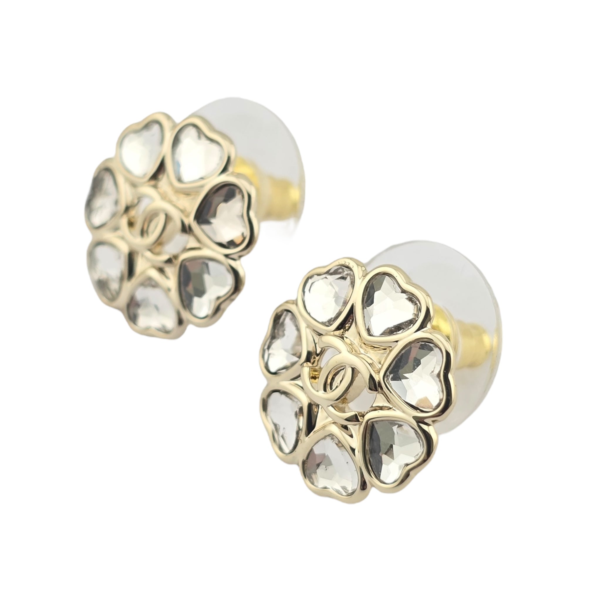 Chanel CC Crystal Floral Stud Earrings 2025