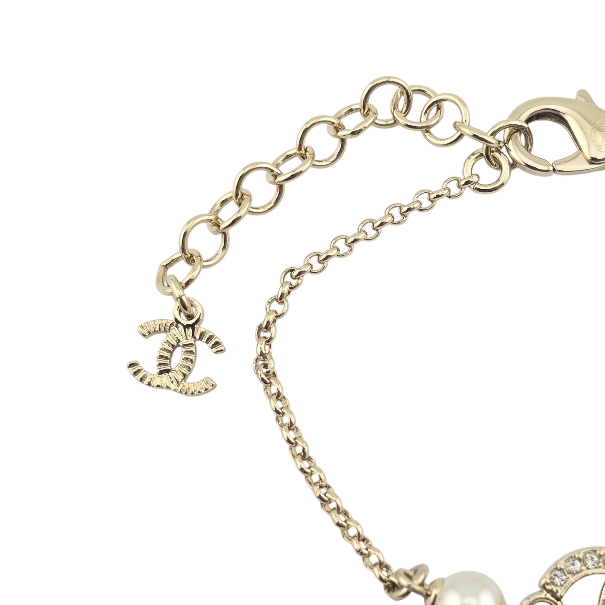 Chanel CC Gold Heart Crystal Bracelet 2025