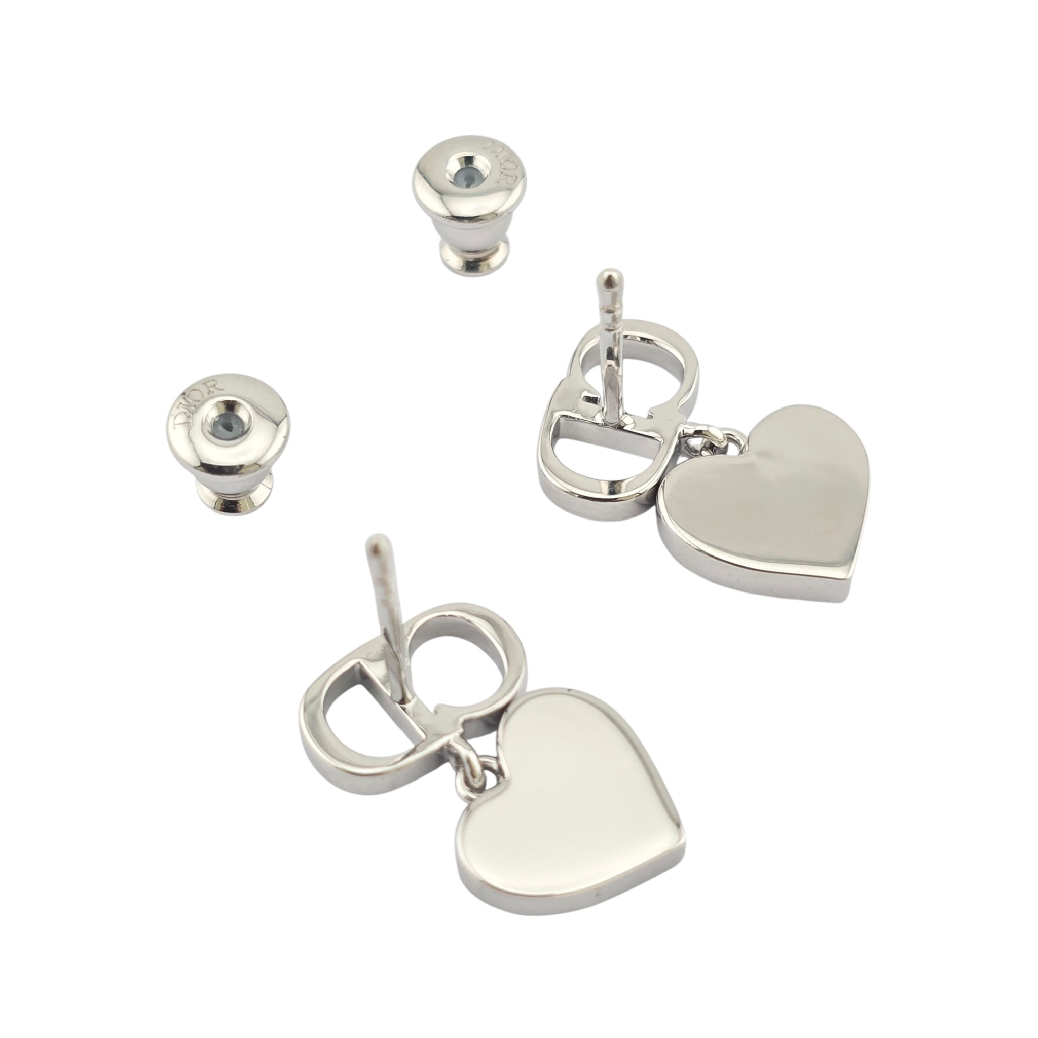 Christian Dior Clair D Lune Silver Heart Earrings