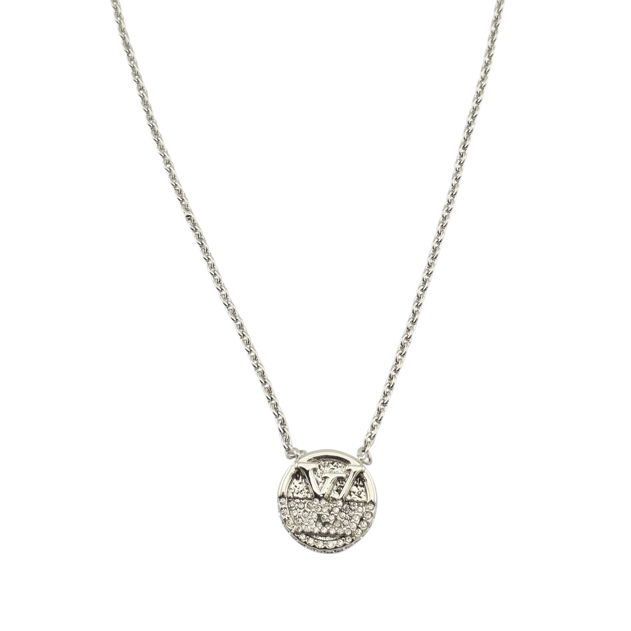 Louis Vuitton L To V Silver Crystal Necklace