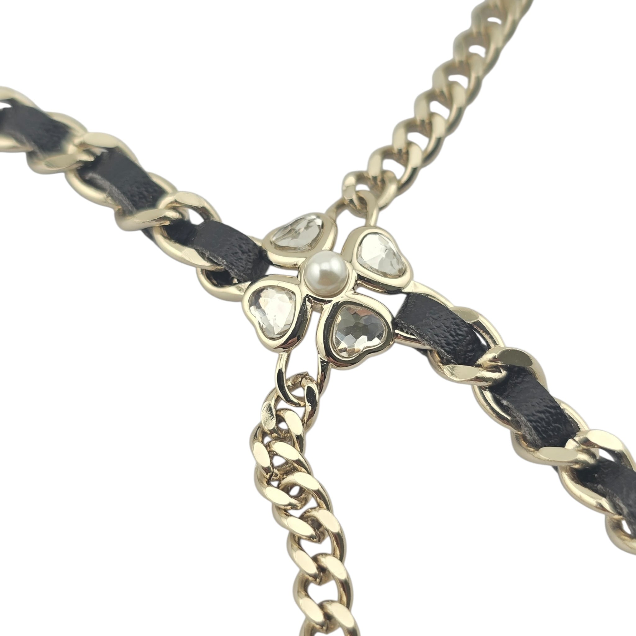 Chanel CC Black Leather Gold Necklace 2025 CHANEL