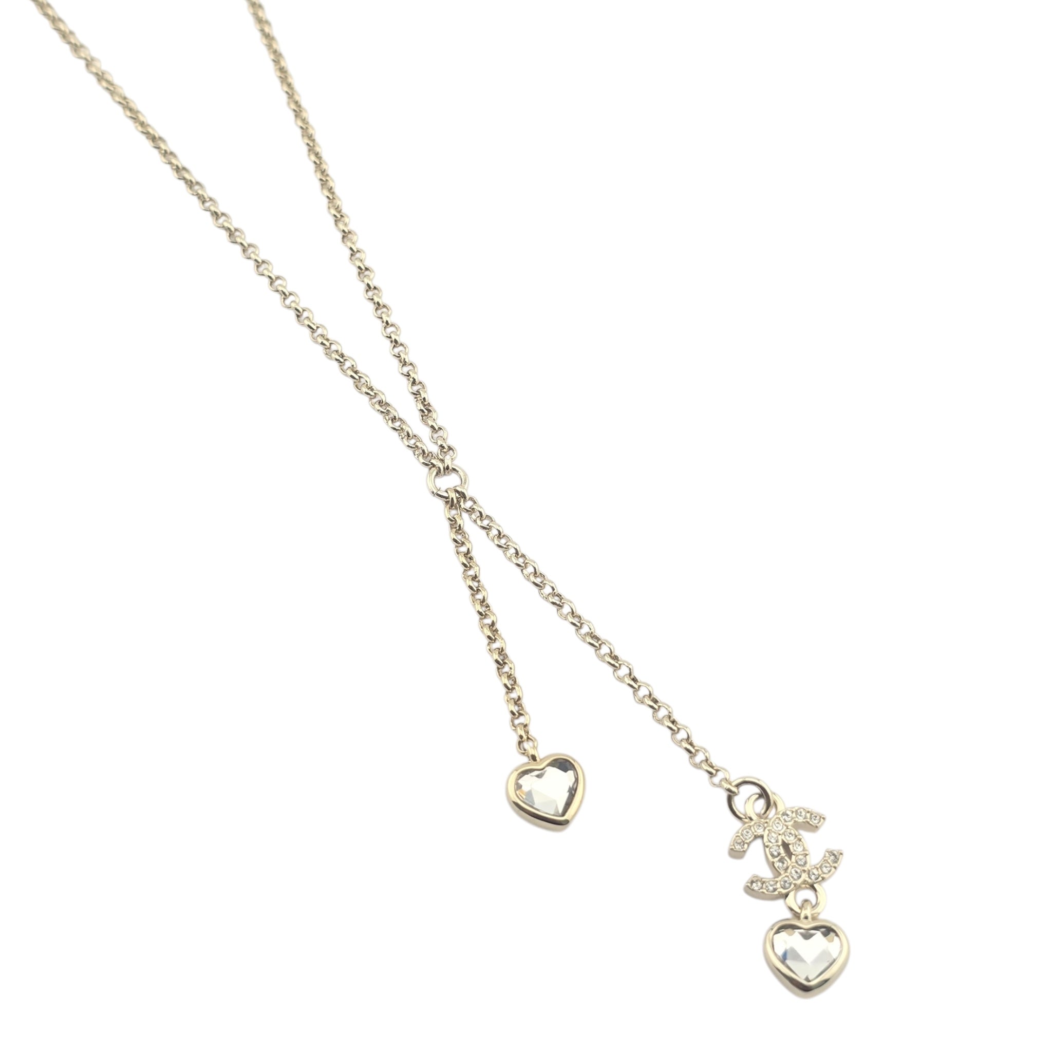 Chanel CC Gold Metal Heart Crystal Necklace 2025 CHANEL