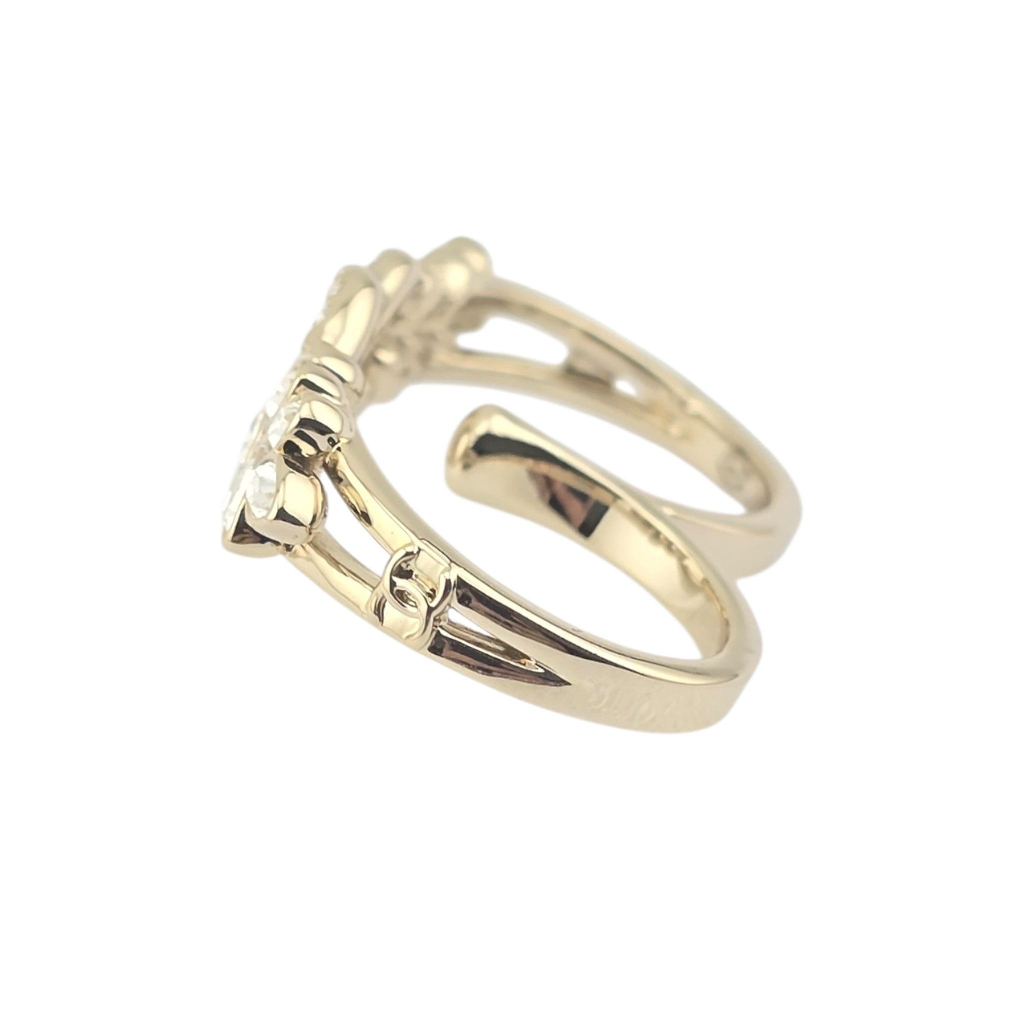 Chanel CC Gold Crystal Floral Ring B23 CHANEL