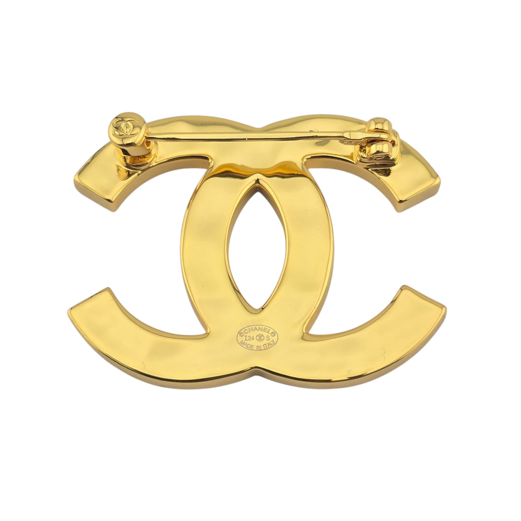 Chanel CC Gold Black Resin Brooch 2024 CHANEL