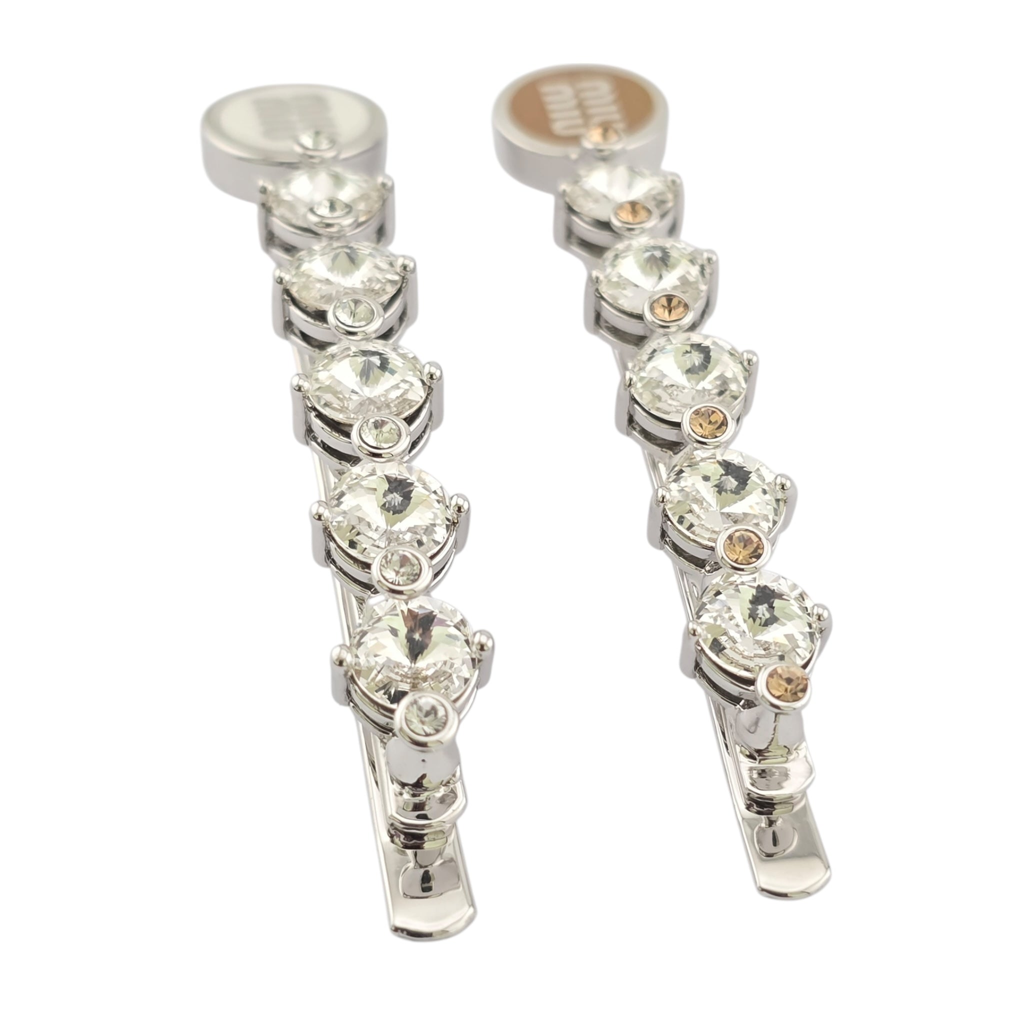 Miu Miu Crystal Silver Hair Clips MIU MIU