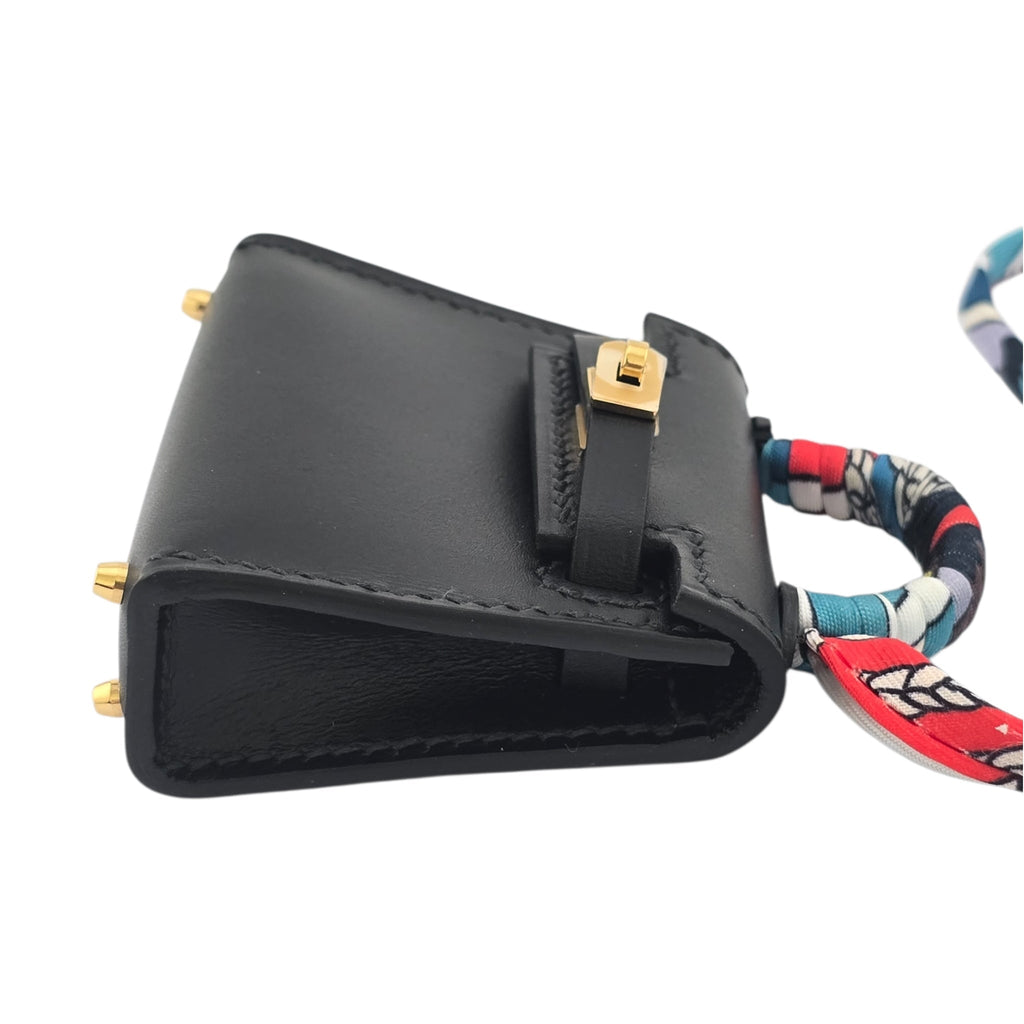 Hermes Tadelakt Mini Kelly Twilly Bag Charm Black HERMES