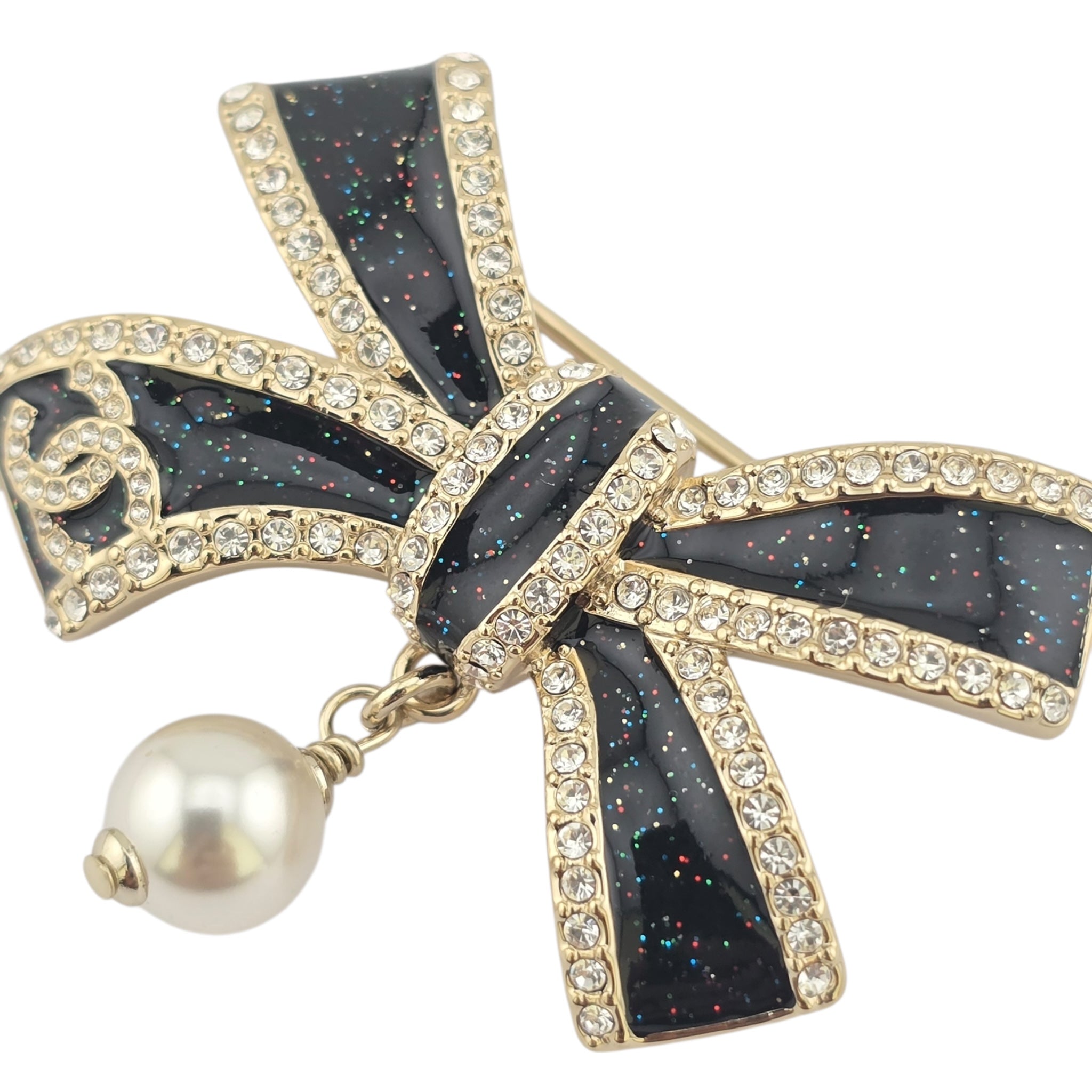 Chanel CC Gold Black Bow Brooch 2025 CHANEL