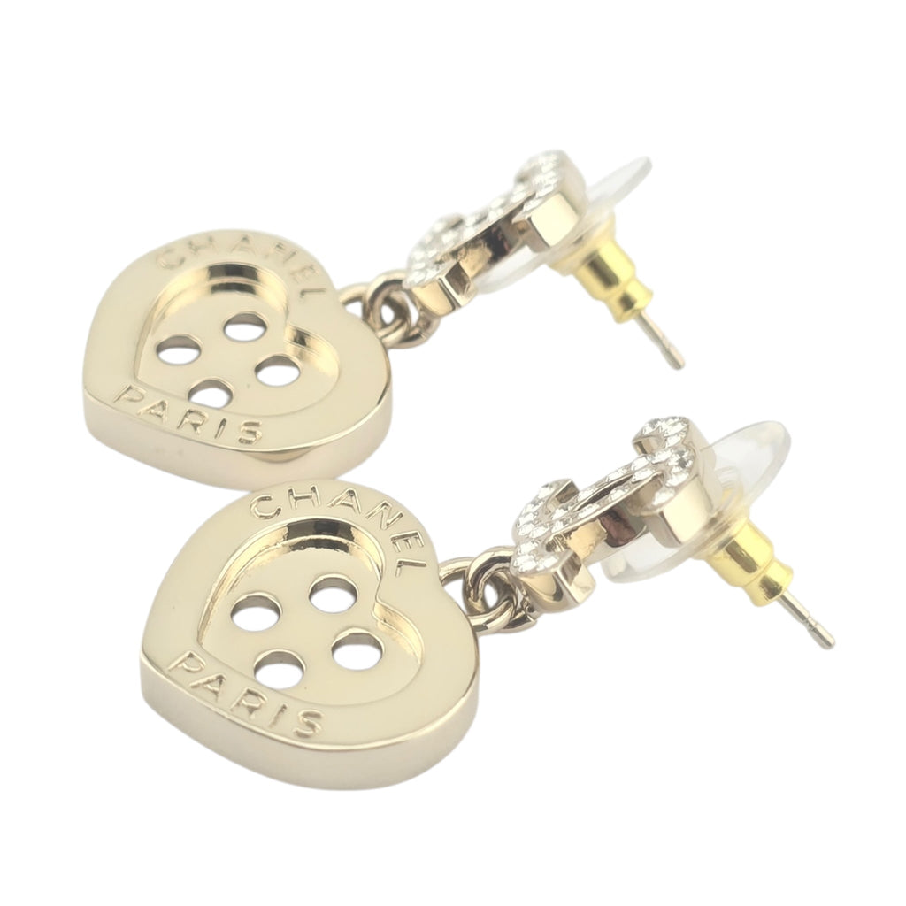 Chanel CC Gold Metal Heart Button Earrings 2025 CHANEL