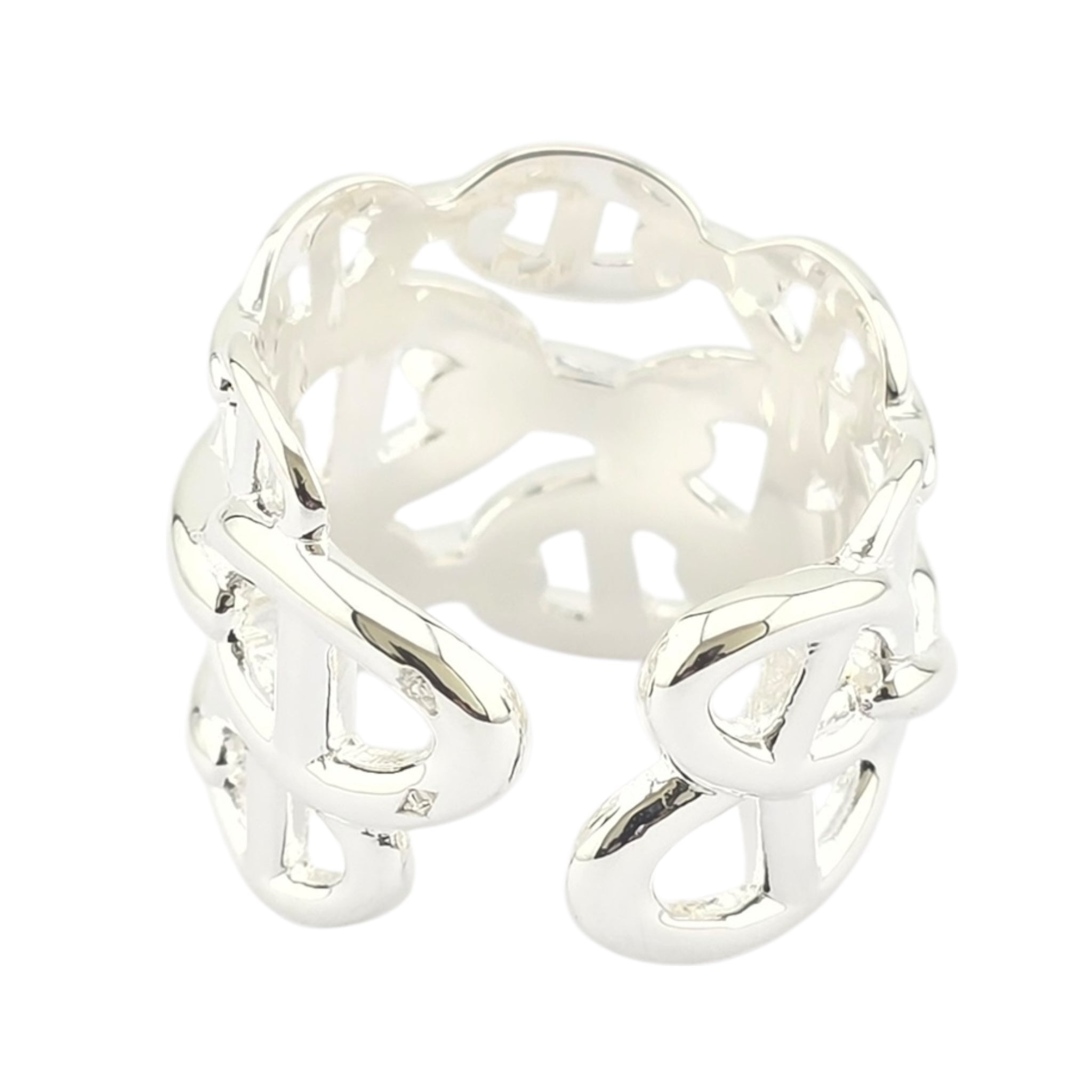 Hermes Chaine d'ancre Enchainee Silver Ring Large Model HERMES