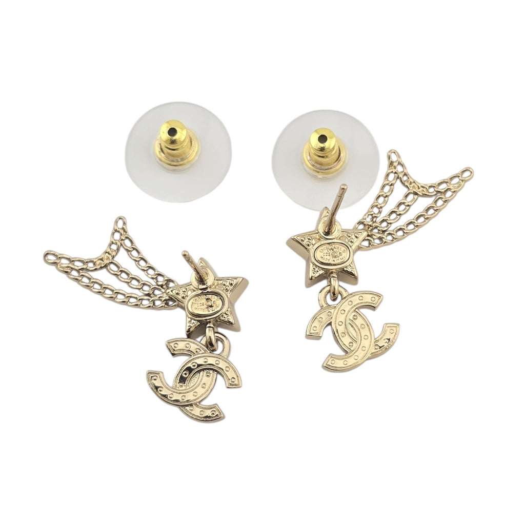 Chanel CC Shooting Star Gold Earrings 25B CHANEL