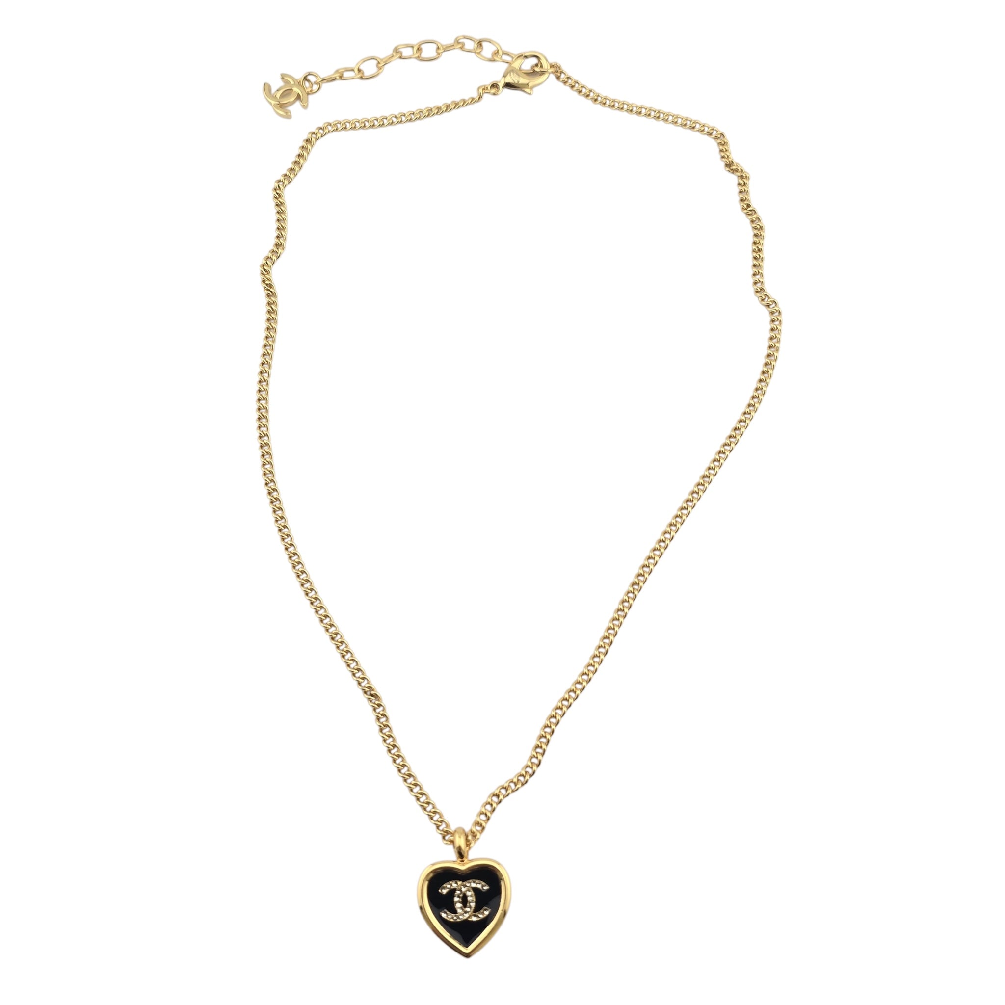 Chanel CC Gold Black Heart Pendant Necklace 2025 CHANEL