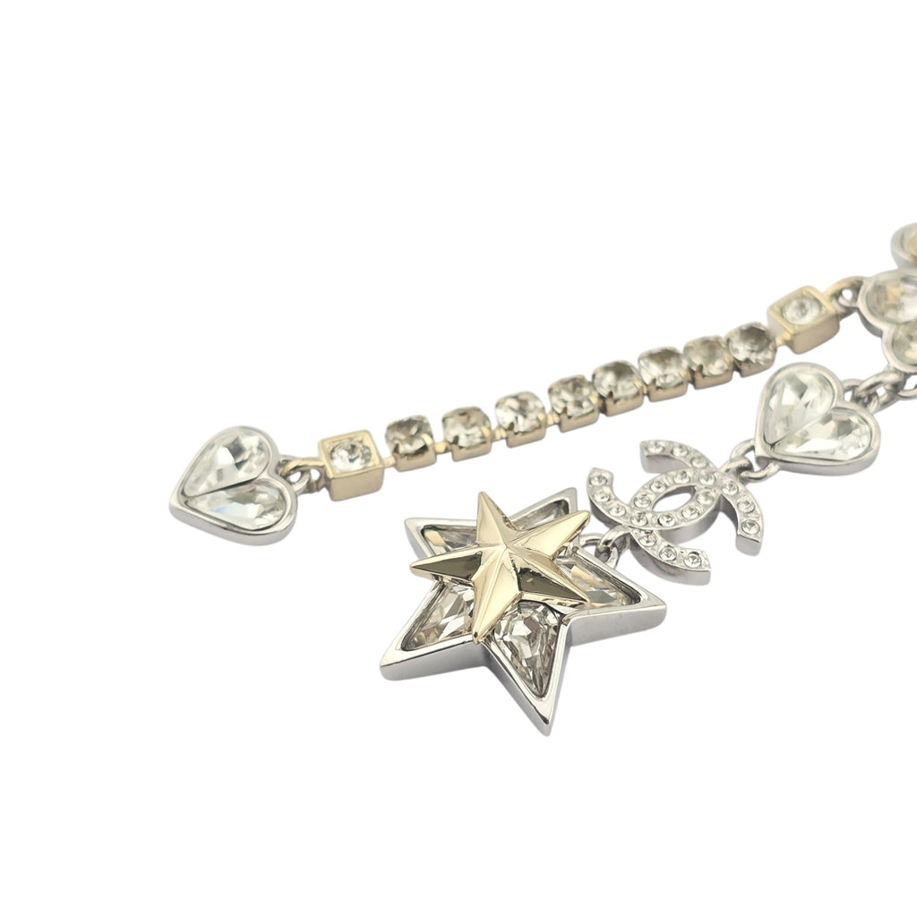 Chanel Crystal Star Heart CC Pendant Necklace Gold 2023 CHANEL