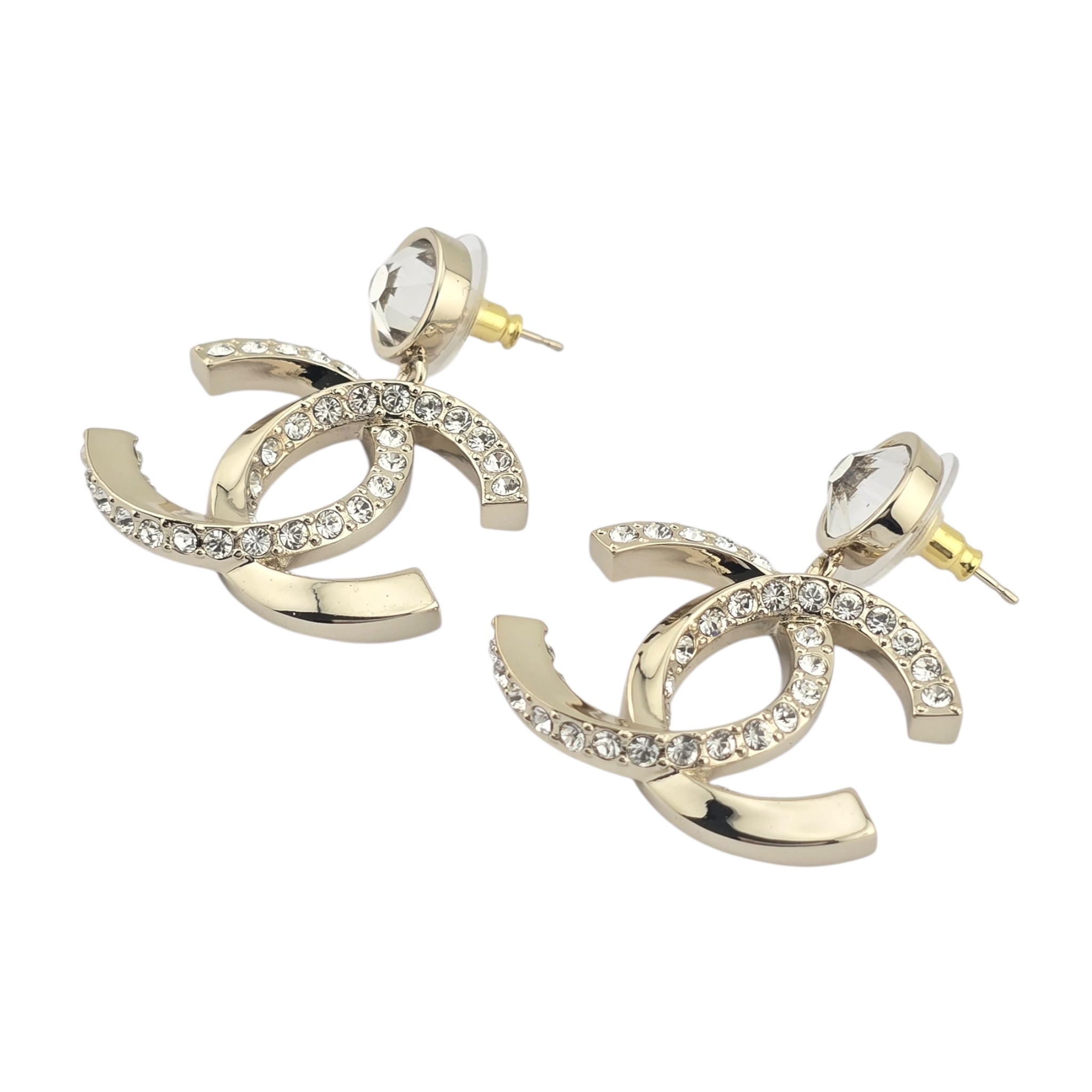 Chanel CC Gold Crystal Earrings 2023 CHANEL