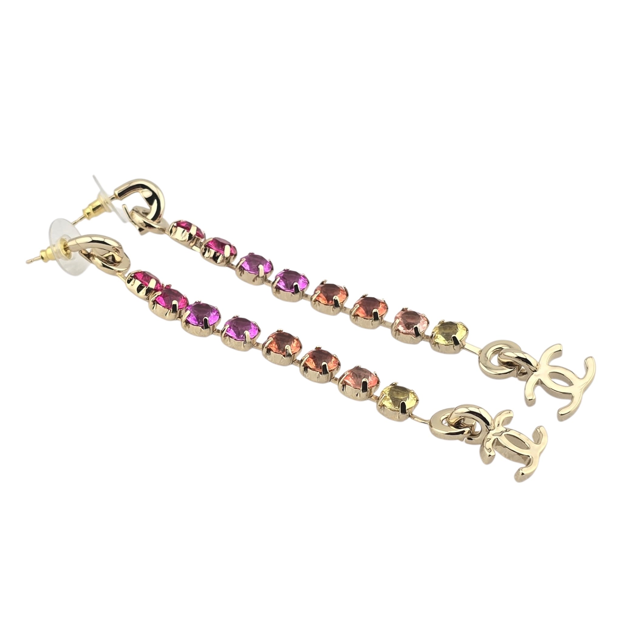 Chanel CC Rainbow Crystal Earrings A24 CHANEL