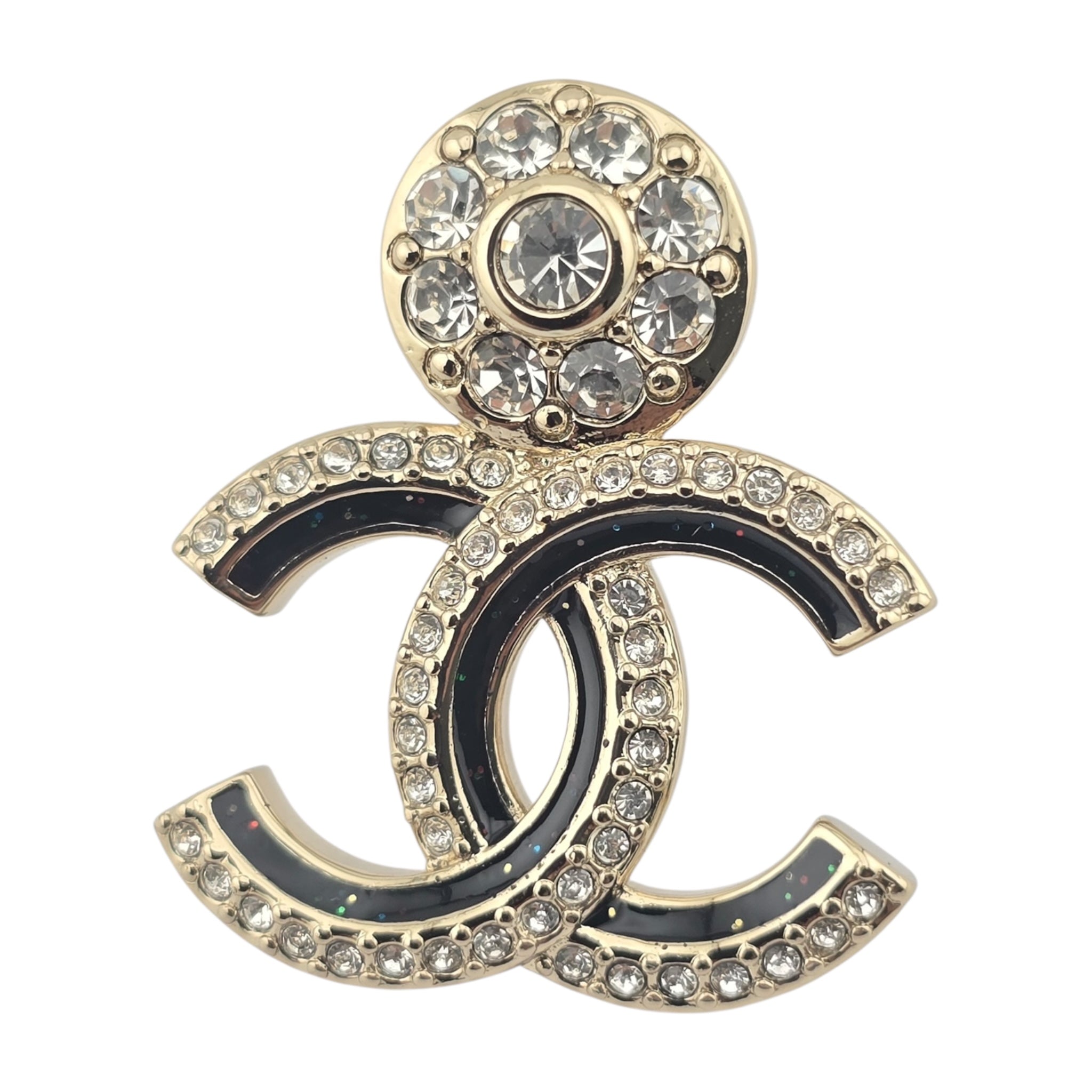 Chanel CC Black Enamel Gold Earrings 2025 CHANEL