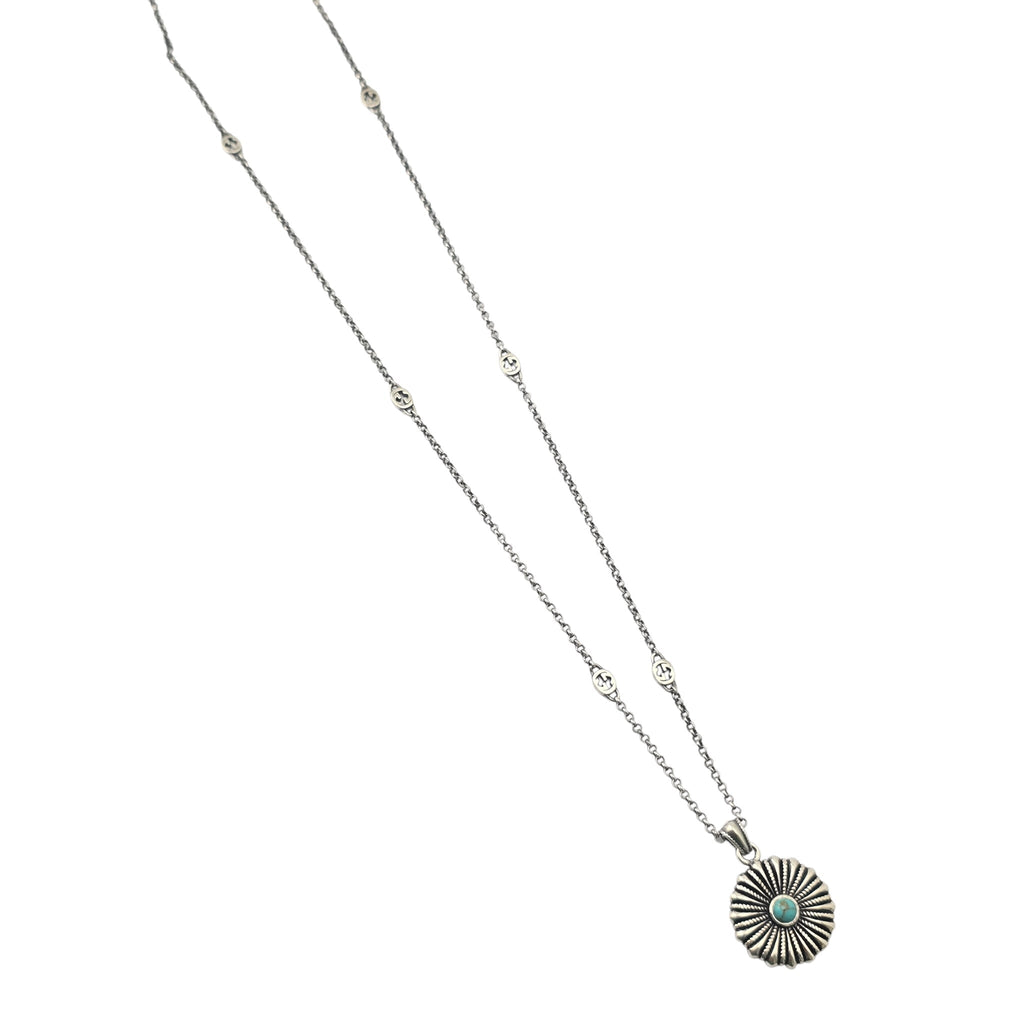 GUCCI Interlocking G Flower Sterling Silver Necklace GUCCI